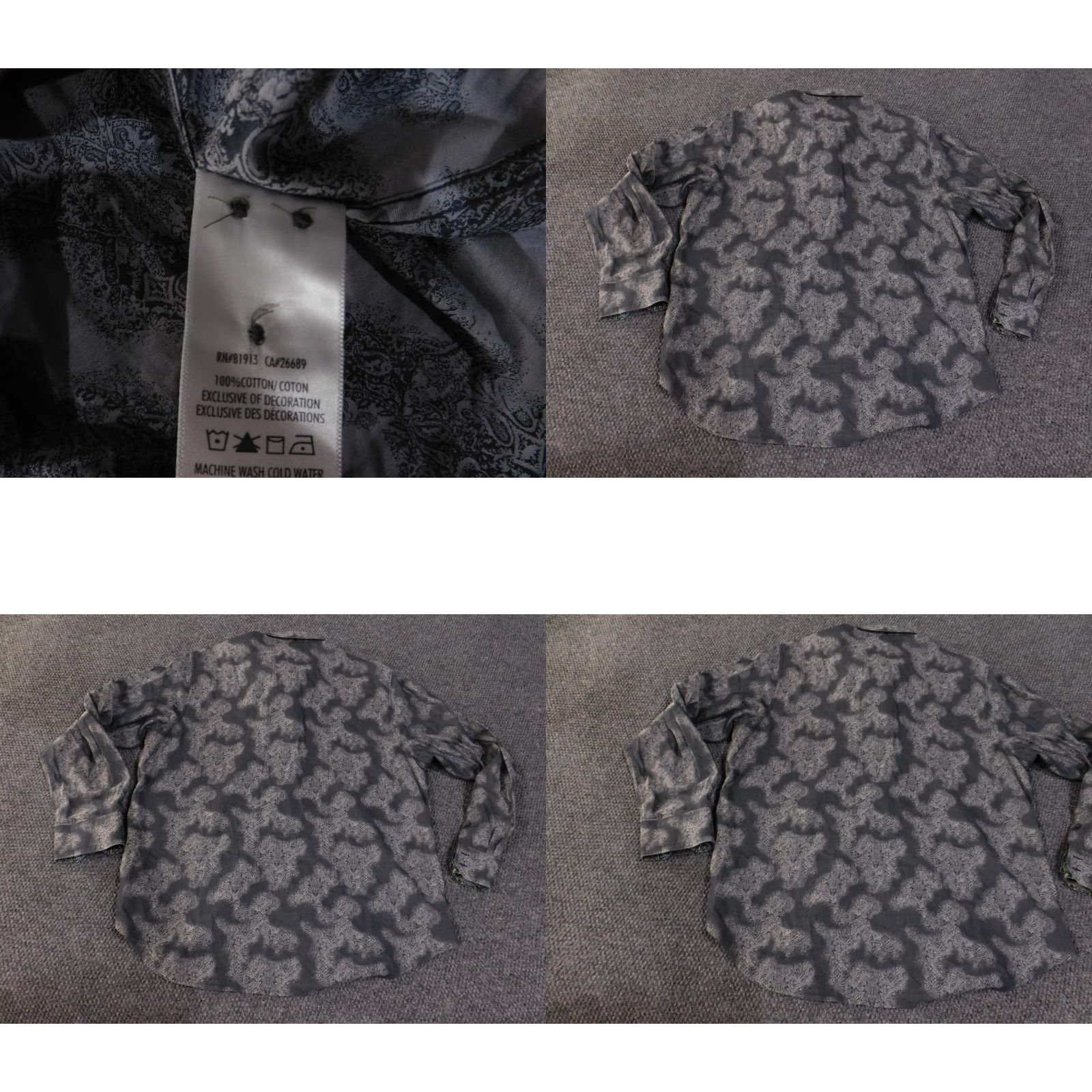 Robert Graham Robert Graham Shirt Mens 2XL Gray Paisley Floral Button Up Long Sleeve Dress Shirt Size 48R - 9 Thumbnail