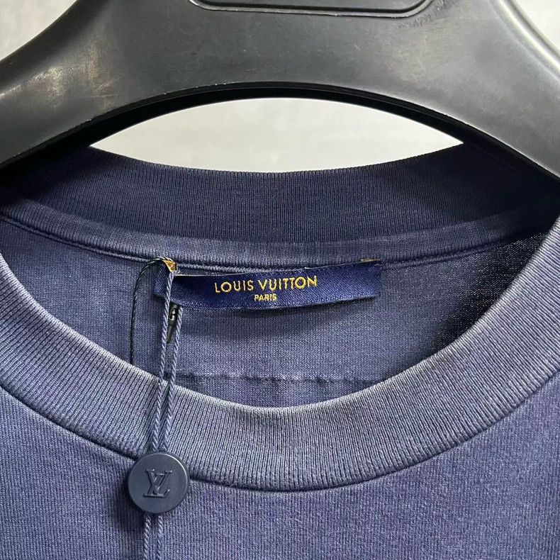 Louis Vuitton Louis Vuitton Blue Stitch Printed Embroidered Short Sleeve Size US XL / EU 56 / 4 - 2 Thumbnail