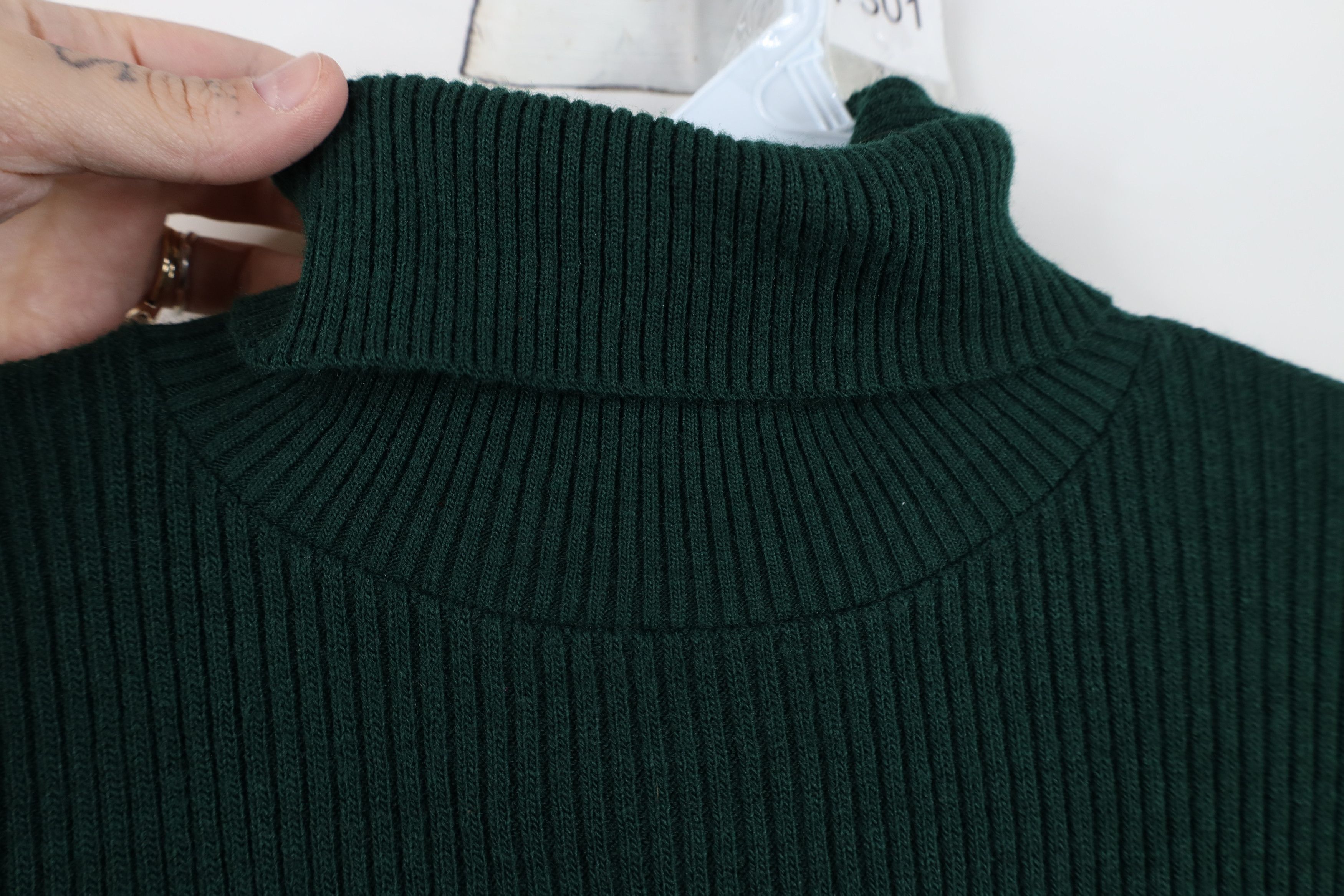 Vintage Vintage 70s Streetwear Ribbed Knit Turtleneck Sweater Green Size L / US 10 / IT 46 - 4 Thumbnail
