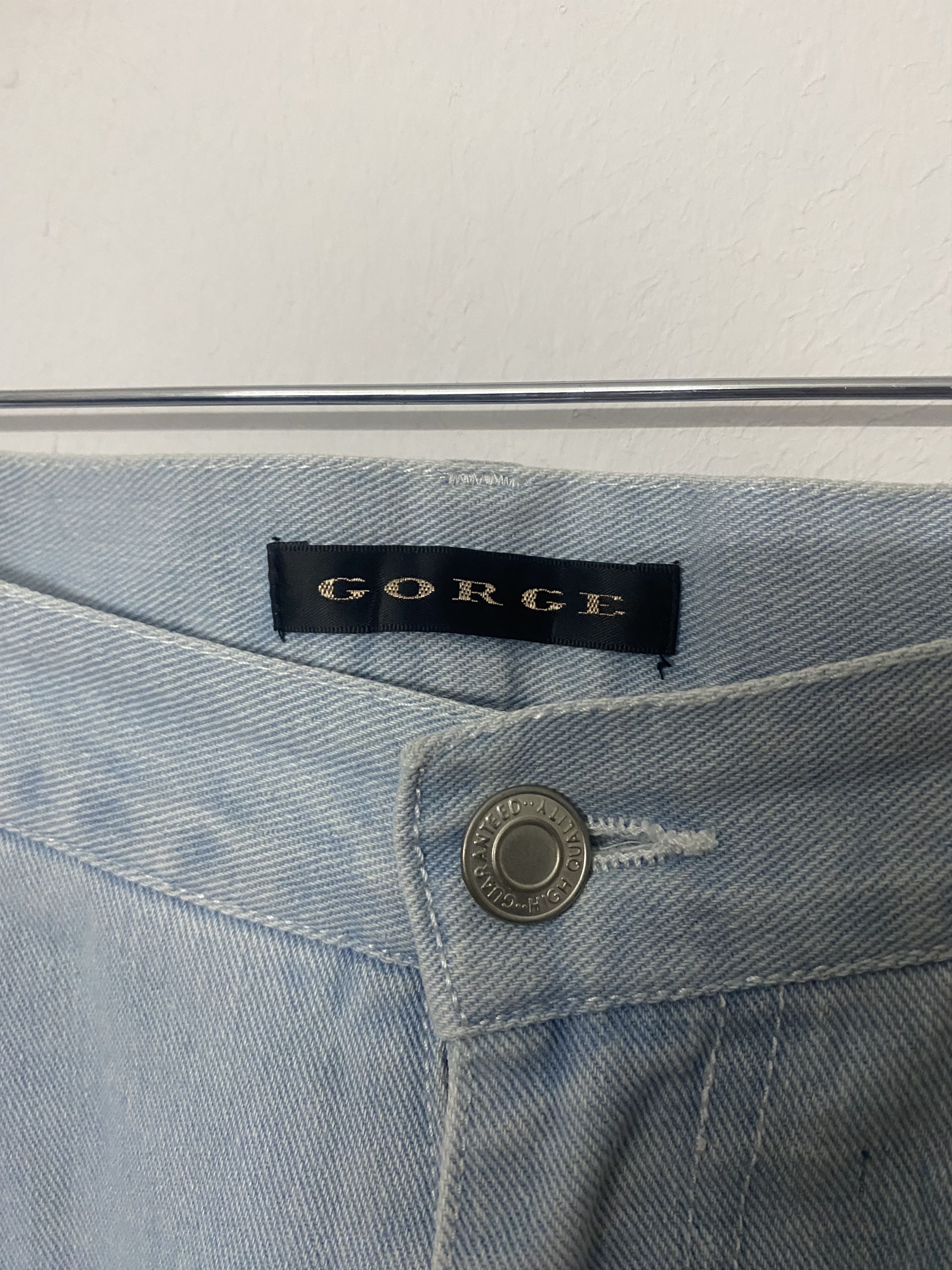 George Vintage George Patchwork Distressed Light Blue Jeans Size US 31 - 10 Thumbnail