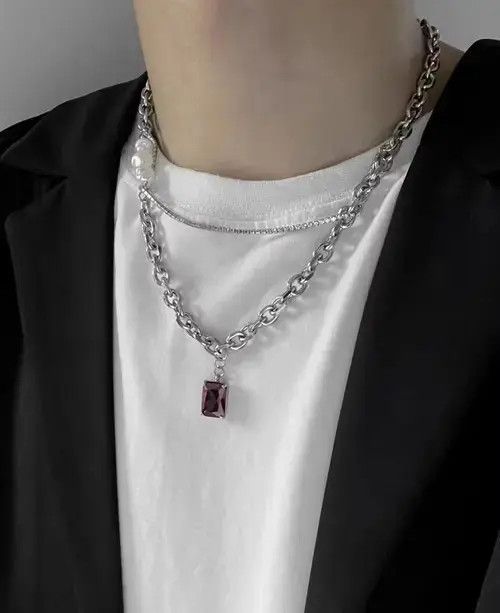 Designer × Vintage Vintage ruby and pearl necklace Size ONE SIZE - 1 Thumbnail