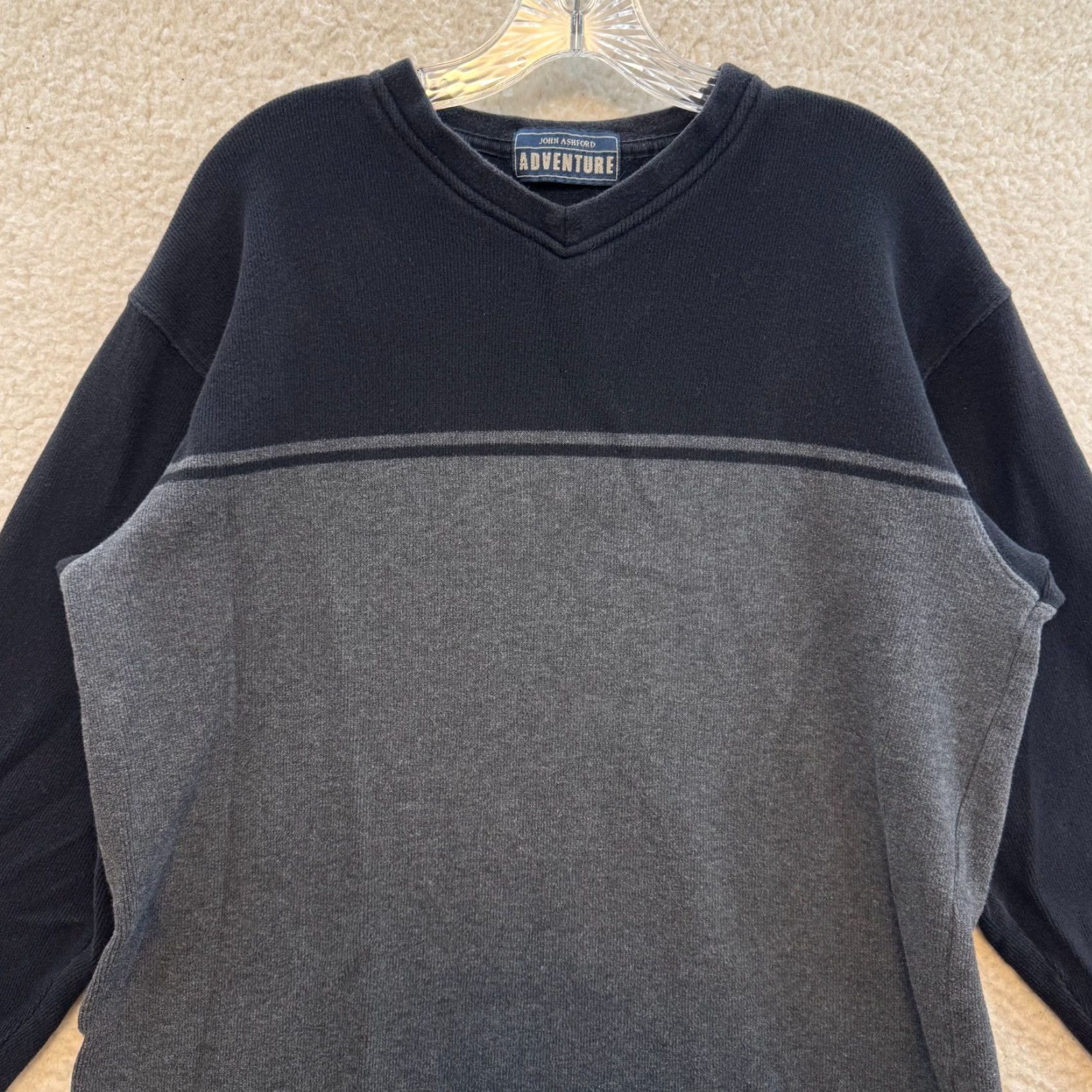 Vintage VINTAGE Y2K Skater Sweater Grey Striped 100% Cotton Large Mens Grunge Streetwear Size US L / EU 52-54 / 3 - 3 Thumbnail