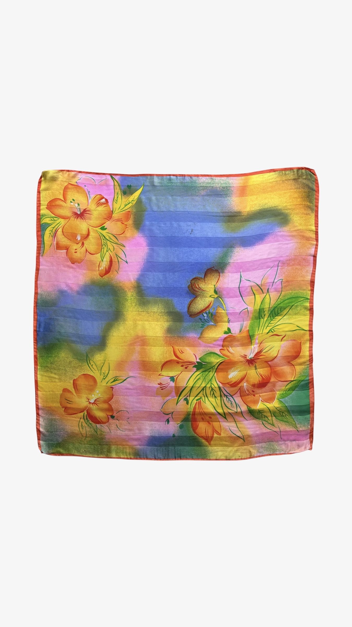 Balenciaga Vintage 90s Balenciaga Hawaiian Floral Print Silk Scarf Size ONE SIZE - 1 Thumbnail