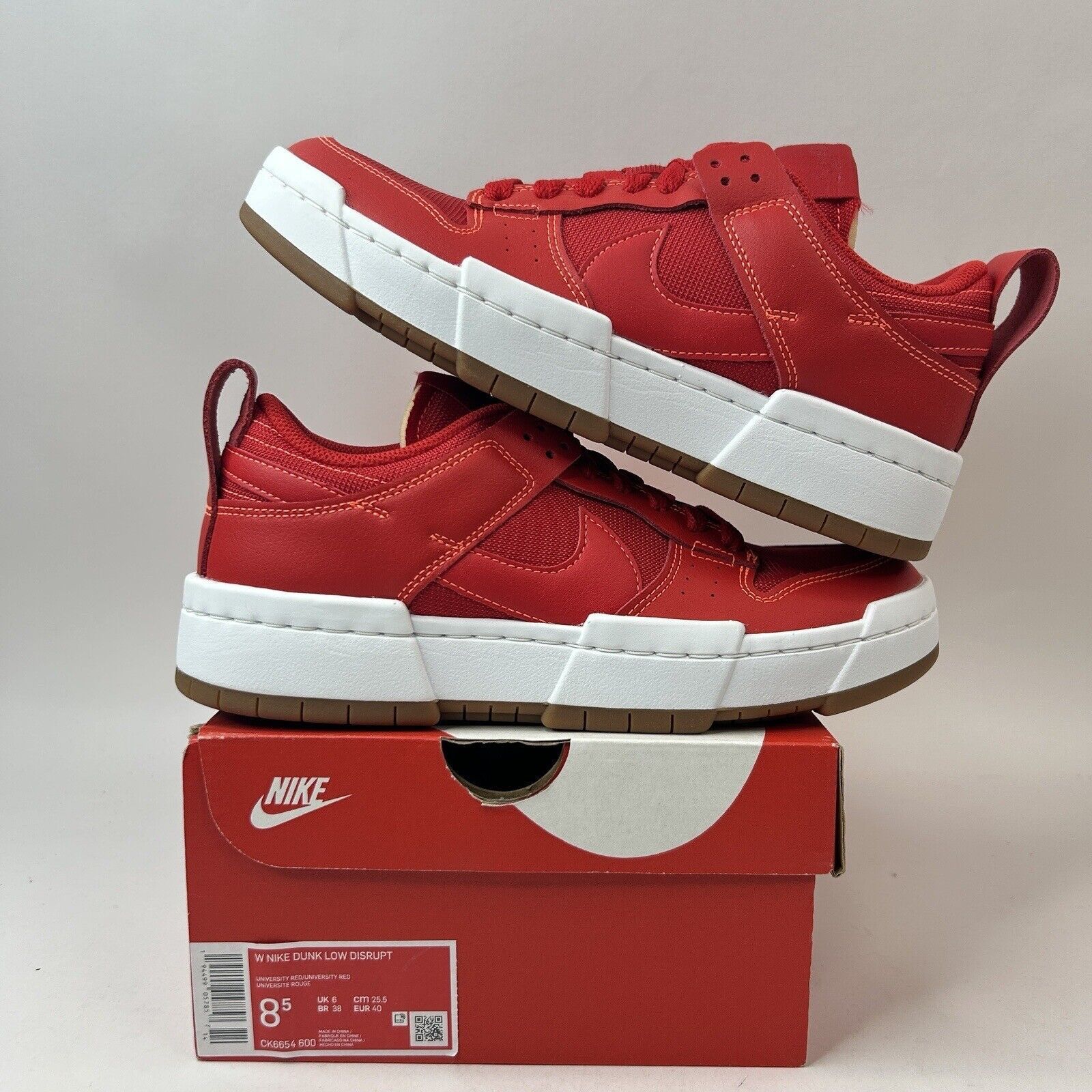 Nike Nike Wmns Dunk Low Disrupt “University Red Gum” 2023 Size US 8.5 / IT 38.5 - 1 Thumbnail