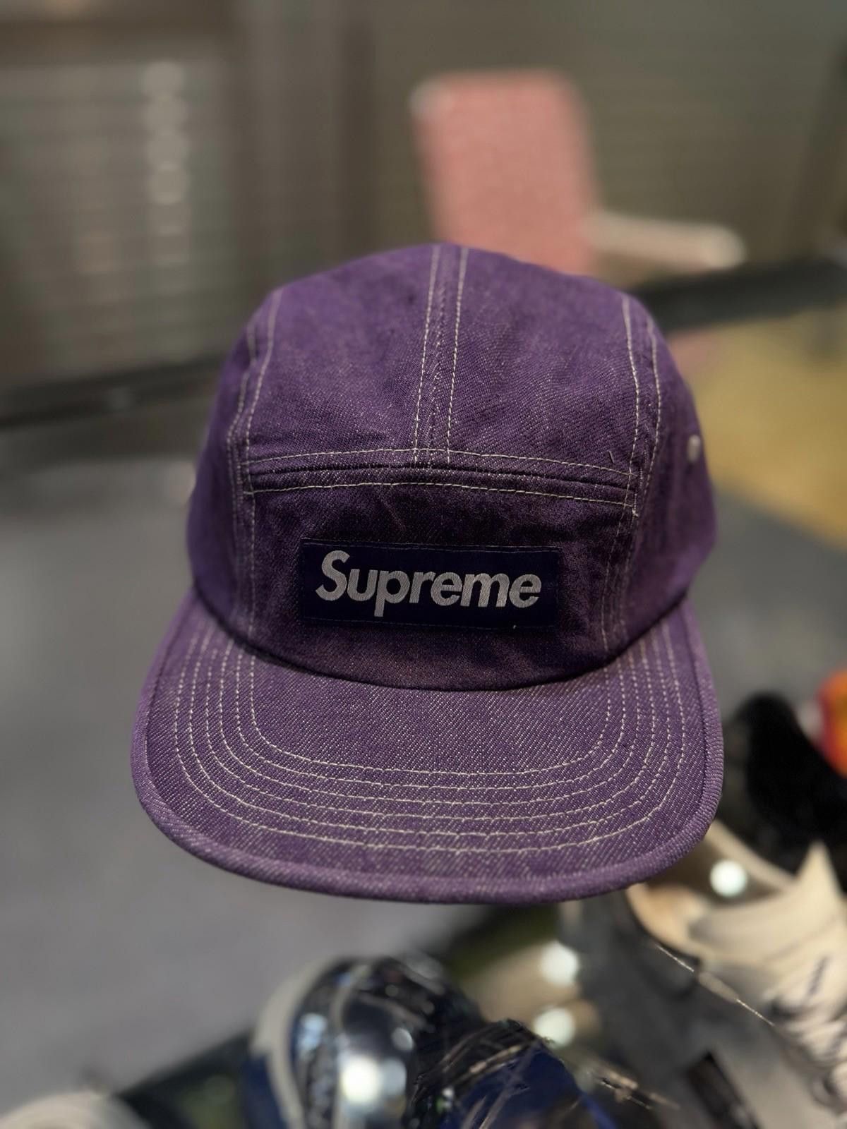 Supreme Supreme Denim Camp Cap Purple SS25 Washed Box Logo Size ONE SIZE - 4 Thumbnail
