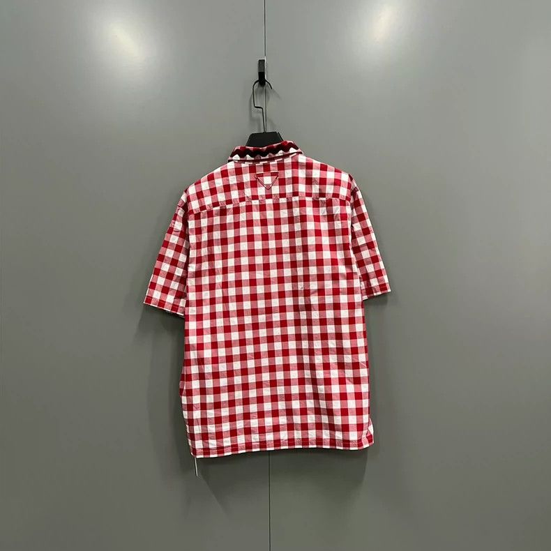 Prada Prada Color-blocked plaid short-sleeved shirt 2502-Nextarro Size US S / EU 44-46 / 1 - 2 Thumbnail