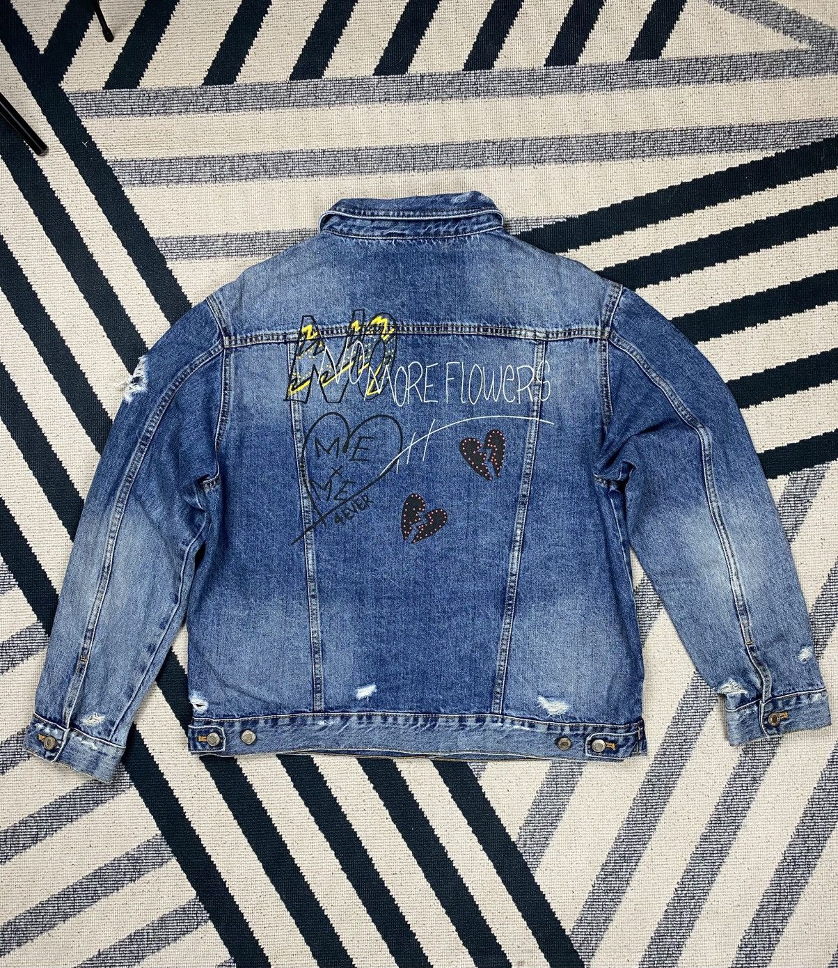 Zara No More Flowers vtg Denim jacket Size US L / EU 52-54 / 3 - 4 Thumbnail