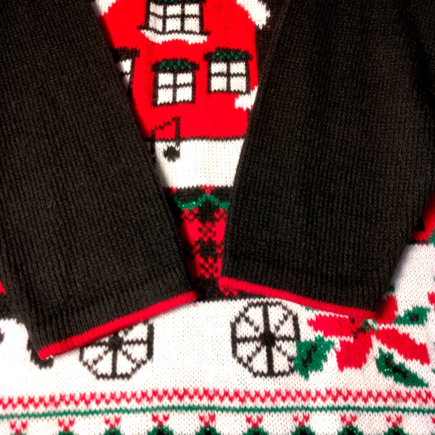 Vintage VINTAGE J.J. Poole Ugly Christmas Sweater Women's Pullover M Black Glitter Snow Village Grannycore Holiday Womens Size M / US 6-8 / IT 42-44 - 6 Thumbnail