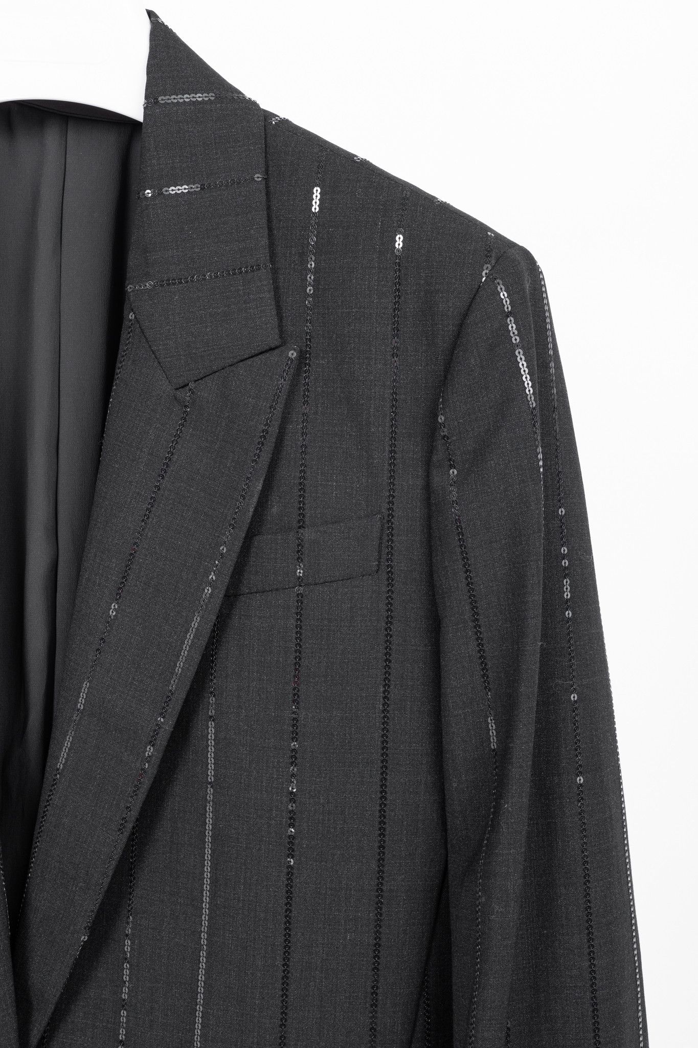 Brunello Cucinelli Brunello Cucinelli AW23 Wool-Blend Sequin-Stripe Blazer Size XL / US 12-14 / IT 48-50 - 4 Thumbnail