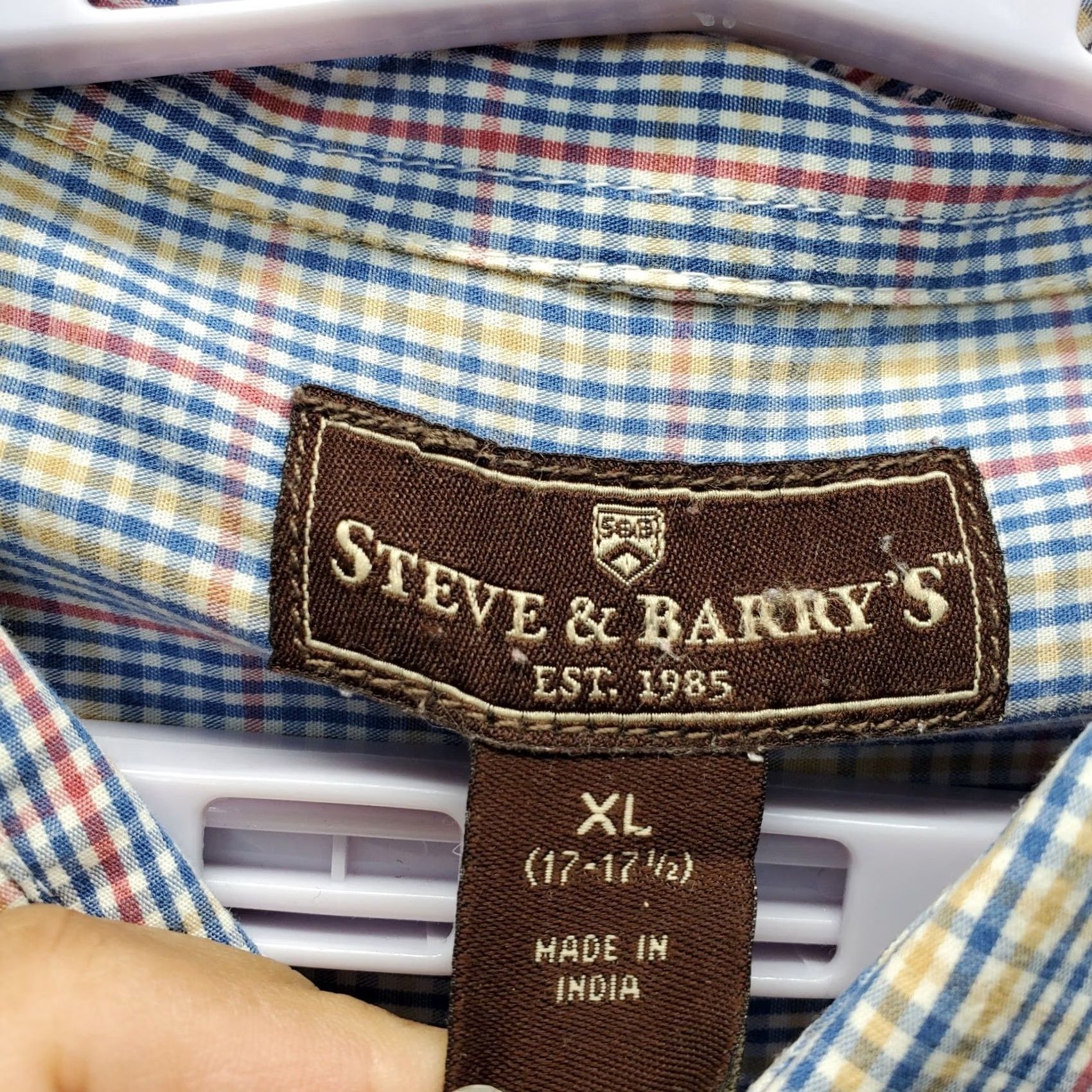 Vintage Steve & Barry's Dress Shirt Mens XL Multi Plaid Long Sleeve Collar Button Down Size 46R - 5 Thumbnail