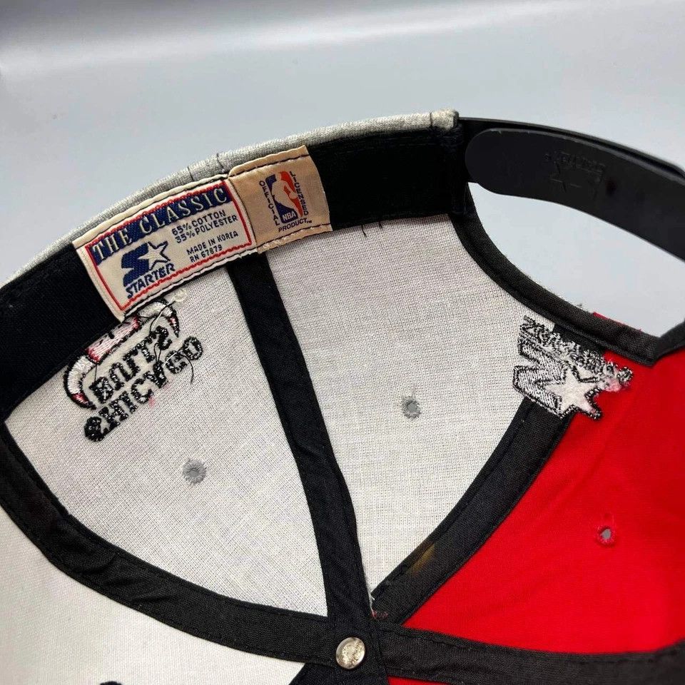 Starter × Vintage Chicago Bulls Hat Men Black Red Starter NBA Snap Back Cap Size ONE SIZE - 7 Thumbnail