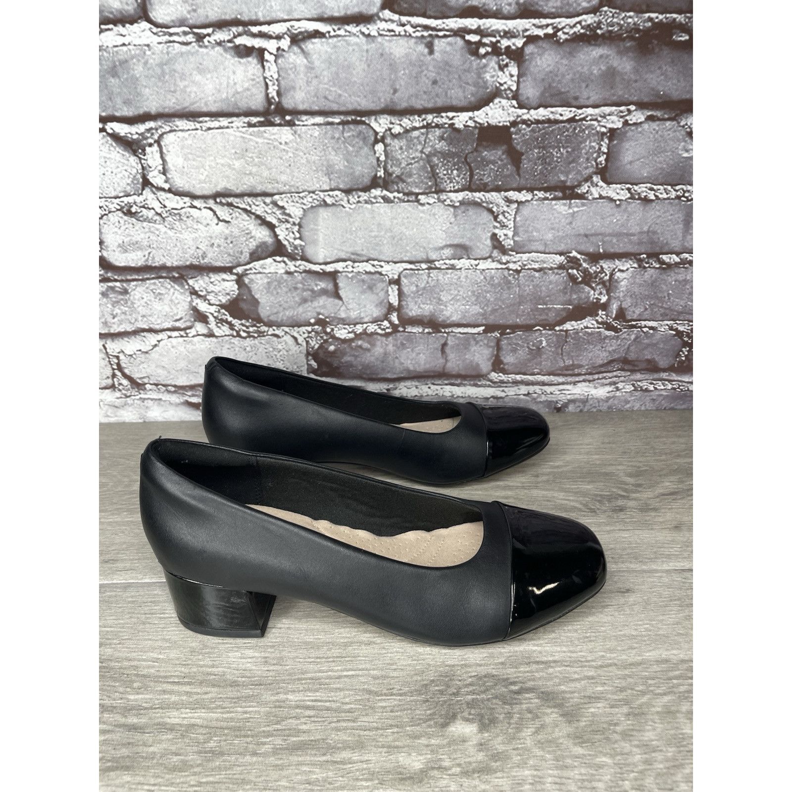 Clarks Clarks Marilyn Black Leather Patent Cap Toe Pump Heels Shoes Size US 8 / IT 38 - 3 Thumbnail