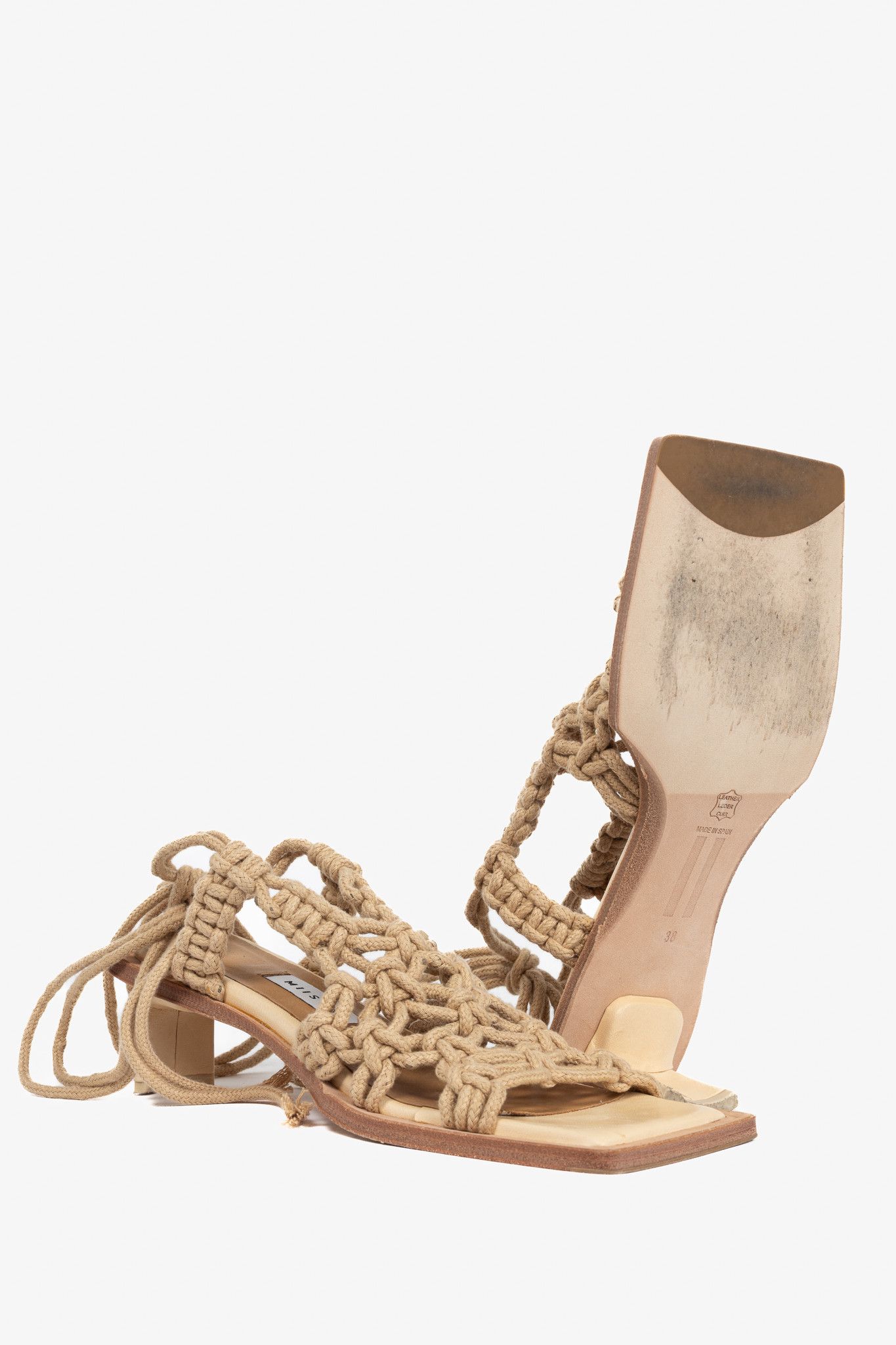 Miista Miista Annie Coffee Milk Crochet Slingback Sandals Size US 7.5 / IT 37.5 - 4 Thumbnail