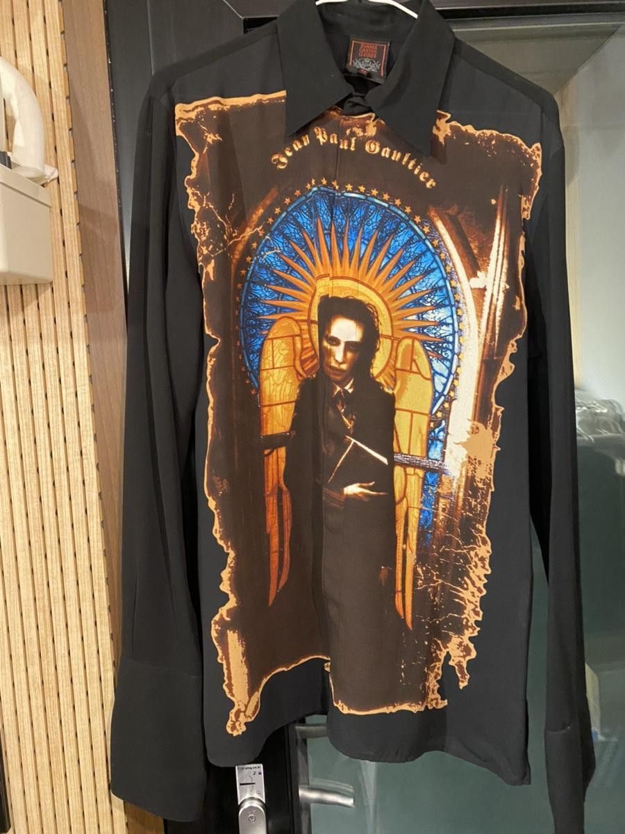 image of Ss98 Jean Paul Gaultier Marilyn Manson Button Up Longsleeve in Black, Men's (Size Medium)