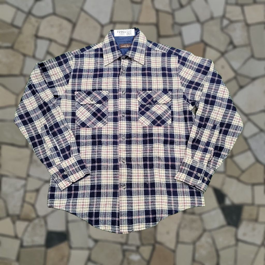 Vintage VINTAGE Northwest Territory Button Shirt Plaid Flannel Long Sleeve Navy Cream Red Accent Pockets 1990s Men S Regular Chest 38 in Boys? Size US S / EU 44-46 / 1 - 1 Thumbnail