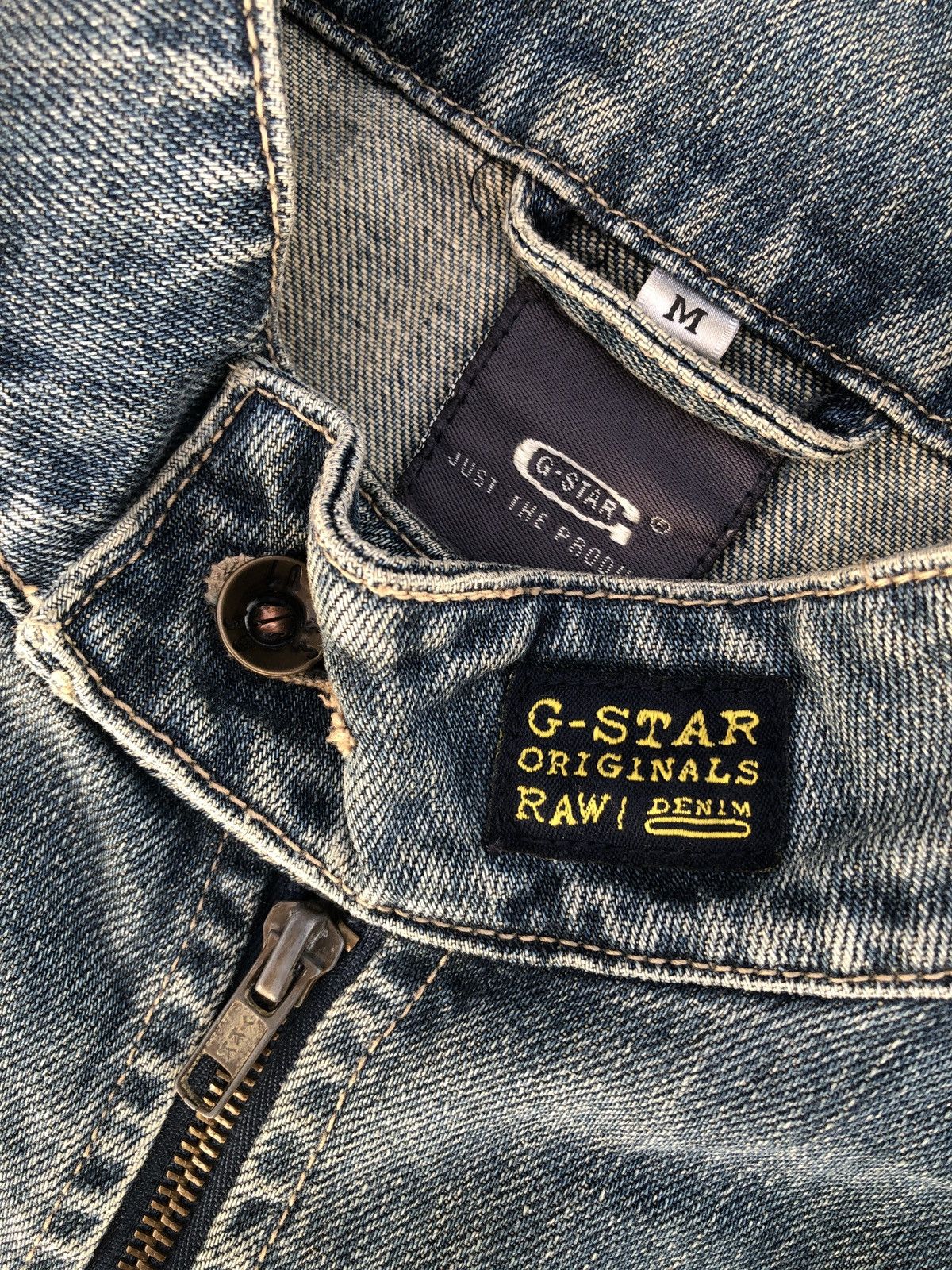 G-Star Vintage G-Star Raw Mechanic Zipper Denim Biker Rider Jacket Size US M / EU 48-50 / 2 - 4 Thumbnail