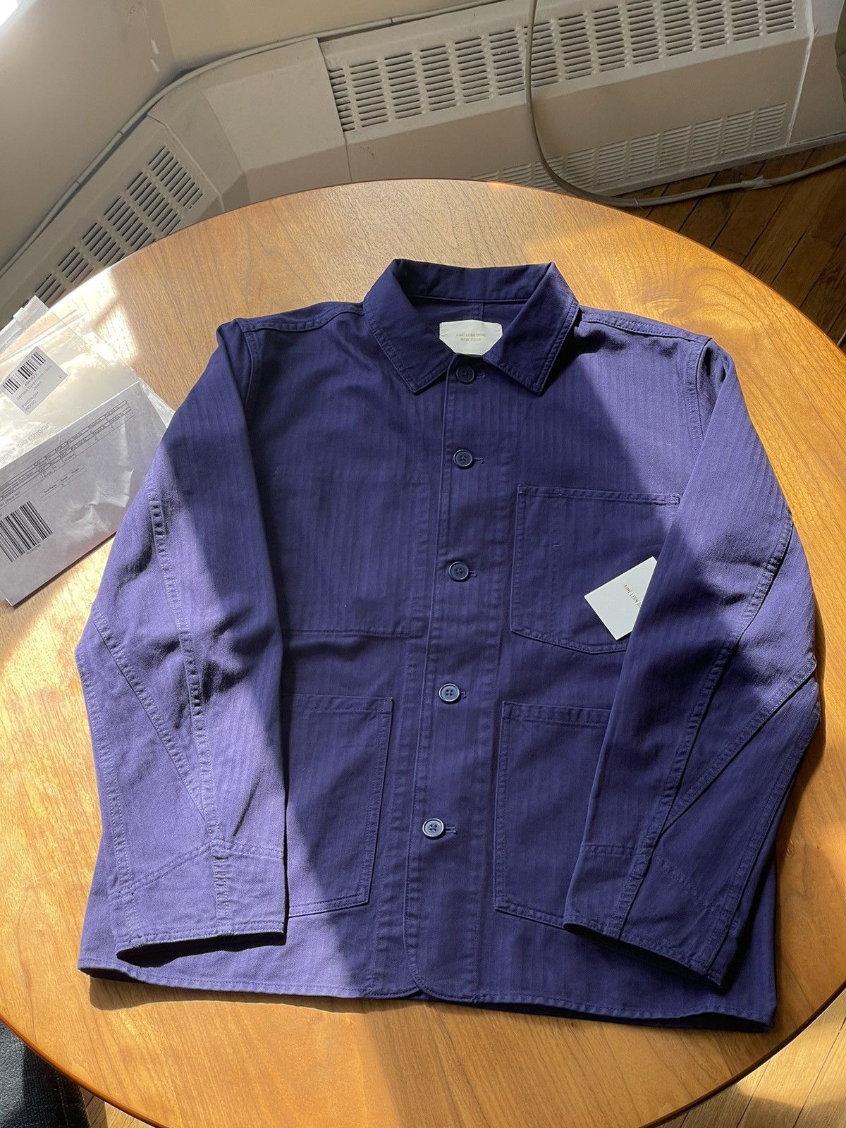 image of Aime Leon Dore Chore Coat Herringbone In Indigo Size M, Men's