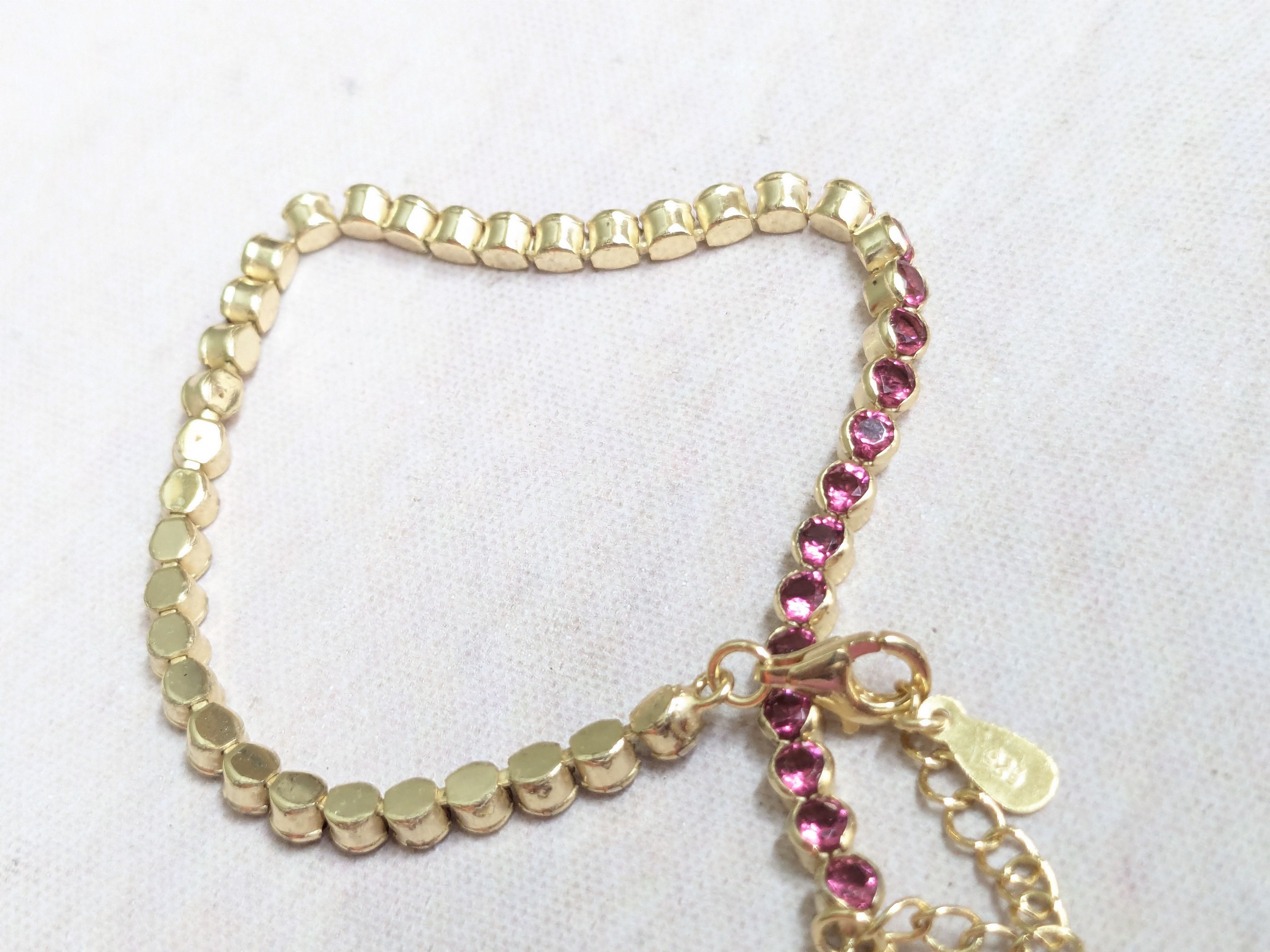 Sterling Silver Sterling Silver Tennis Bracelet Pink Round 8.25" Size ONE SIZE - 8 Thumbnail