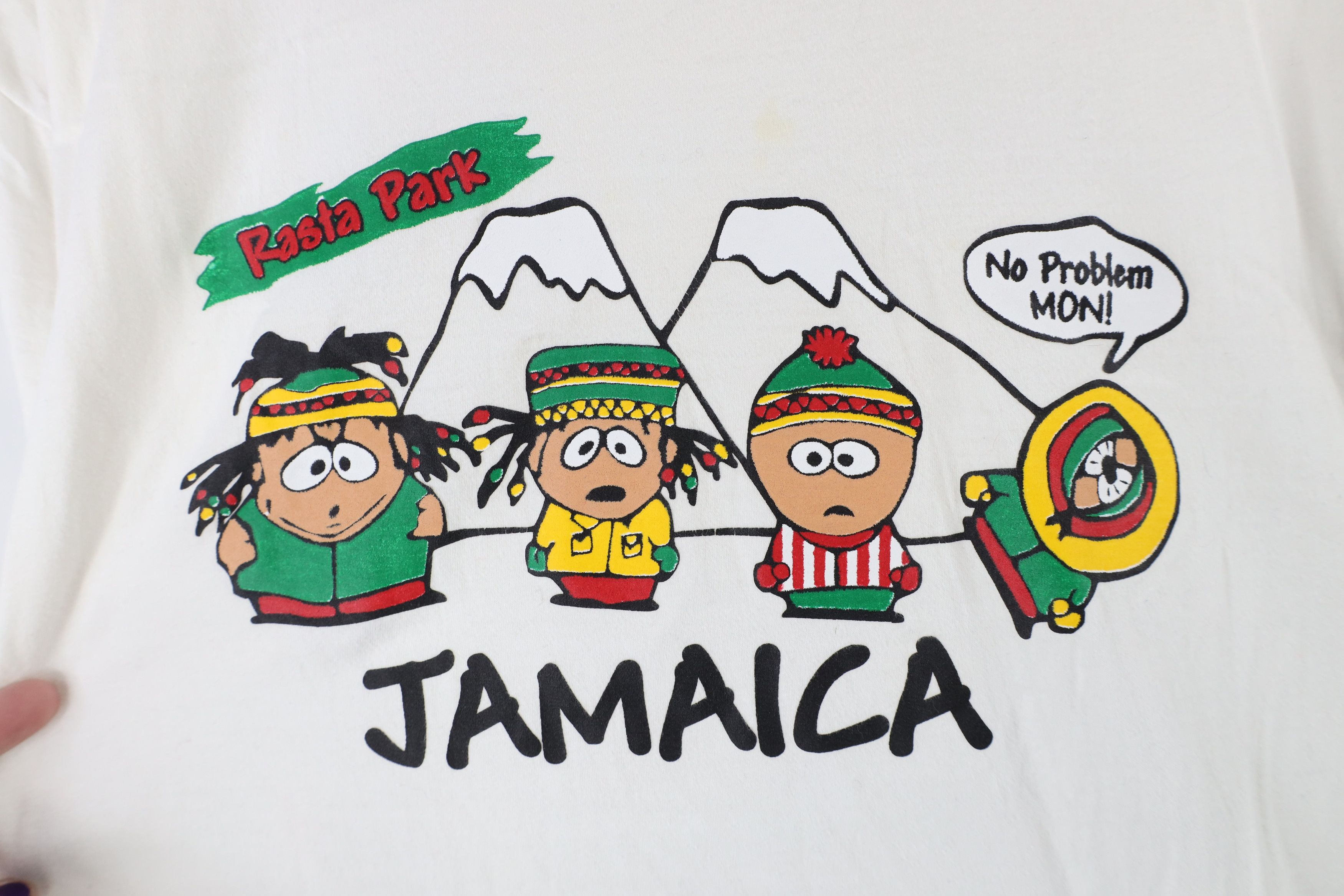 Vintage Vintage 90s Jamaica Rasta Park Short Sleeve T-Shirt White Size US M / EU 48-50 / 2 - 4 Thumbnail