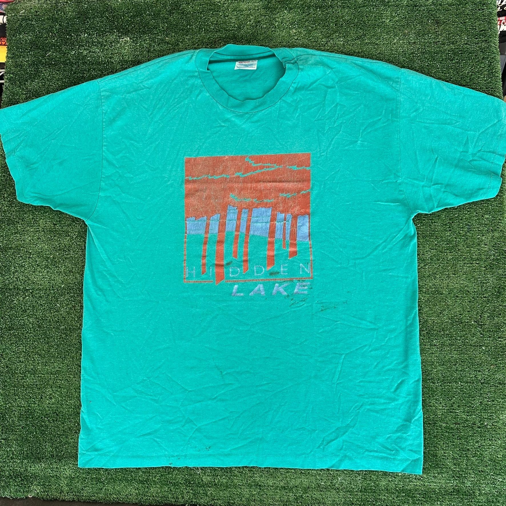 Hanes Vintage 90s Hidden Lake Landscape T-Shirt Gorpcore Single St Size US XL / EU 56 / 4 - 1 Thumbnail
