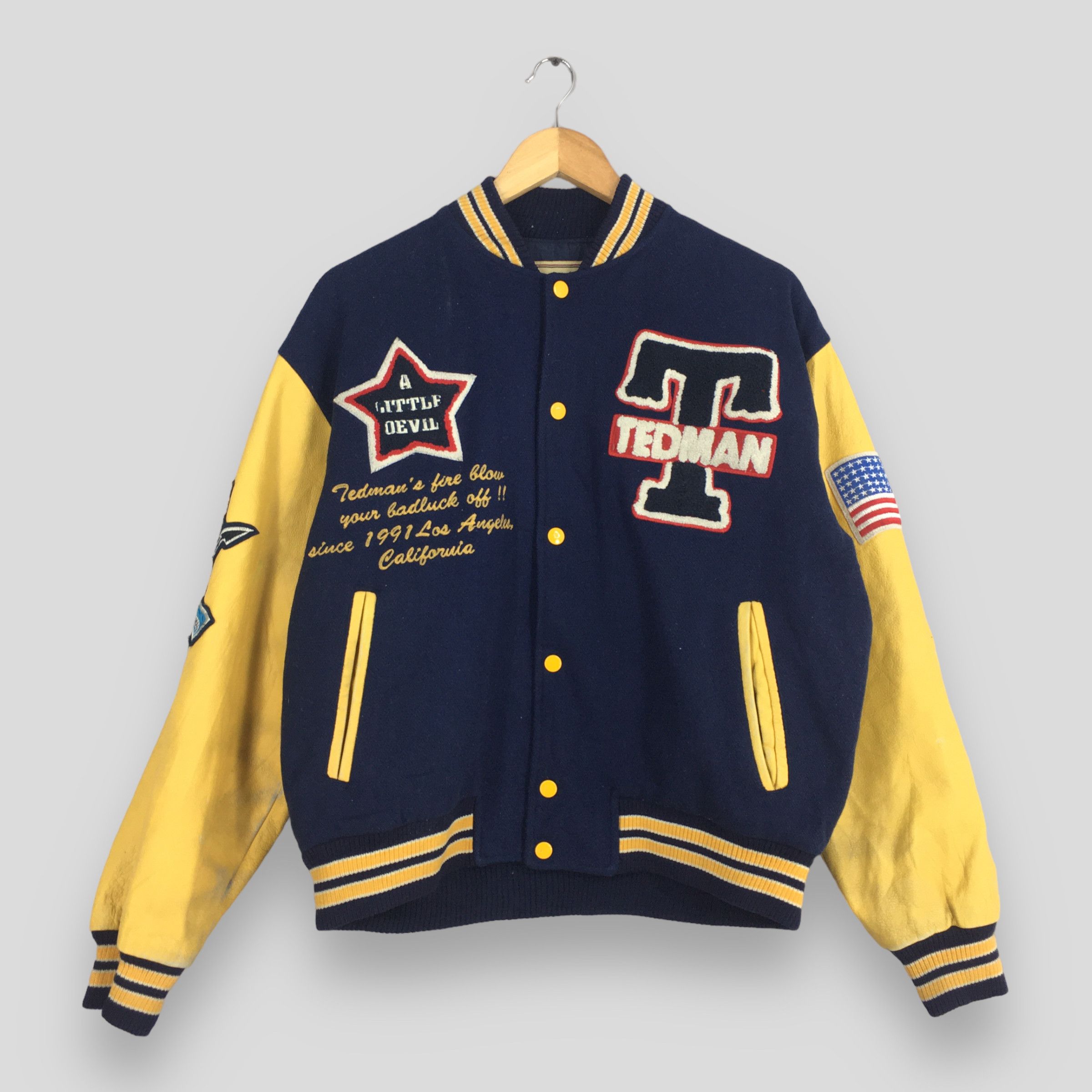 Tedman Vintage 90's Ted Company Leather Varsity Bomber Jacket L Size US L / EU 52-54 / 3 - 1 Thumbnail