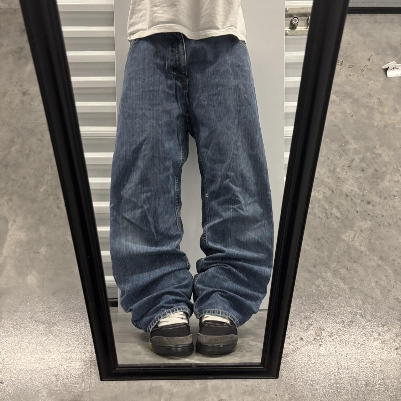 Japanese Brand × Vintage Crazy Vintage Y2K/2000s Baggy Grunge Dark Wash Skater Style Wide Leg Denim Jeans! Size US 36 / EU 52 - 1 Thumbnail