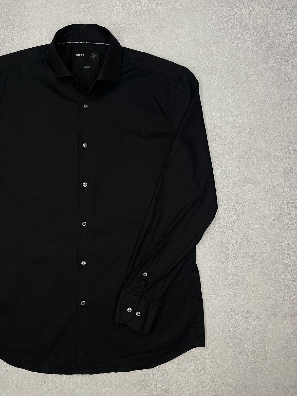 Hugo Boss Mens Hugo Boss Performance Stretch Full Black Shirt Size US L / EU 52-54 / 3 - 3 Thumbnail
