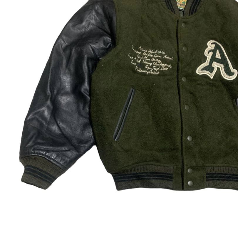 Japanese Brand Vintage 80s Machope Wool Varsity Jacket Sleeve Leather Size US M / EU 48-50 / 2 - 2 Thumbnail