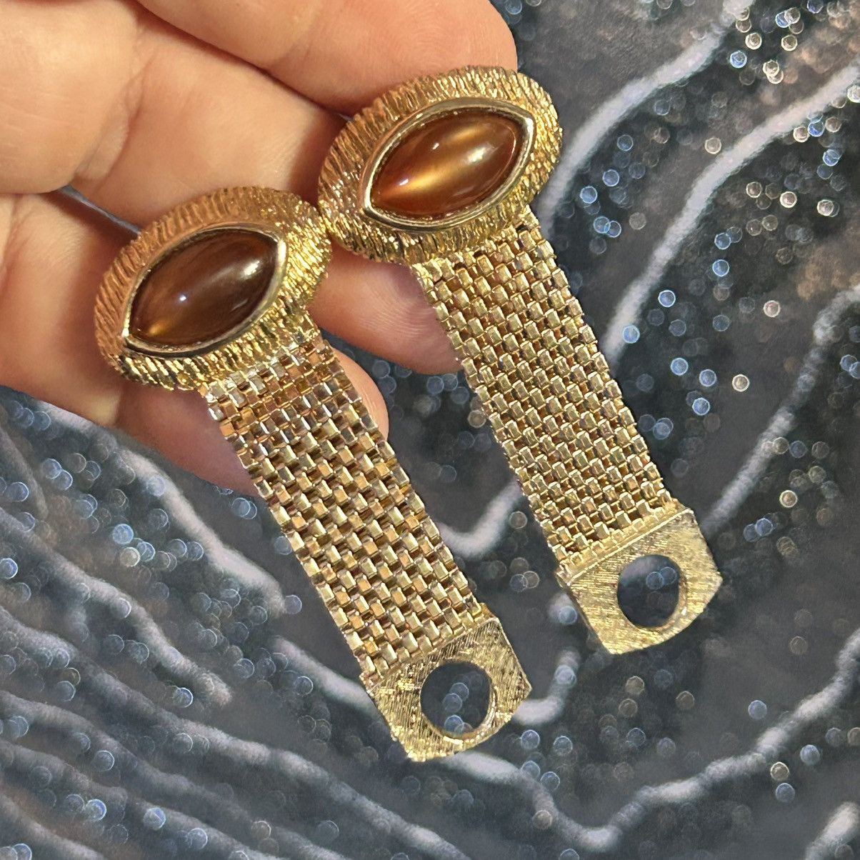 Vintage Men’s Vintage Swank marquis glass mesh wrap cuff links Size ONE SIZE - 8 Thumbnail