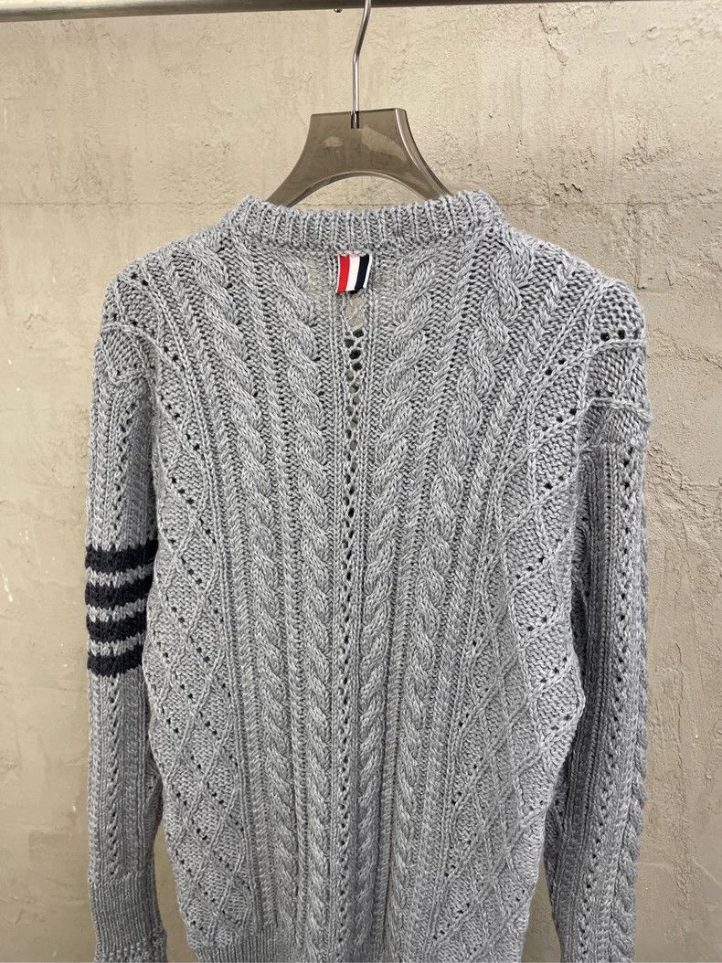 Thom Browne Thom browne Gray four-striped round-neck wool sweater 2504- Size US XS / EU 42 / 0 - 4 Thumbnail