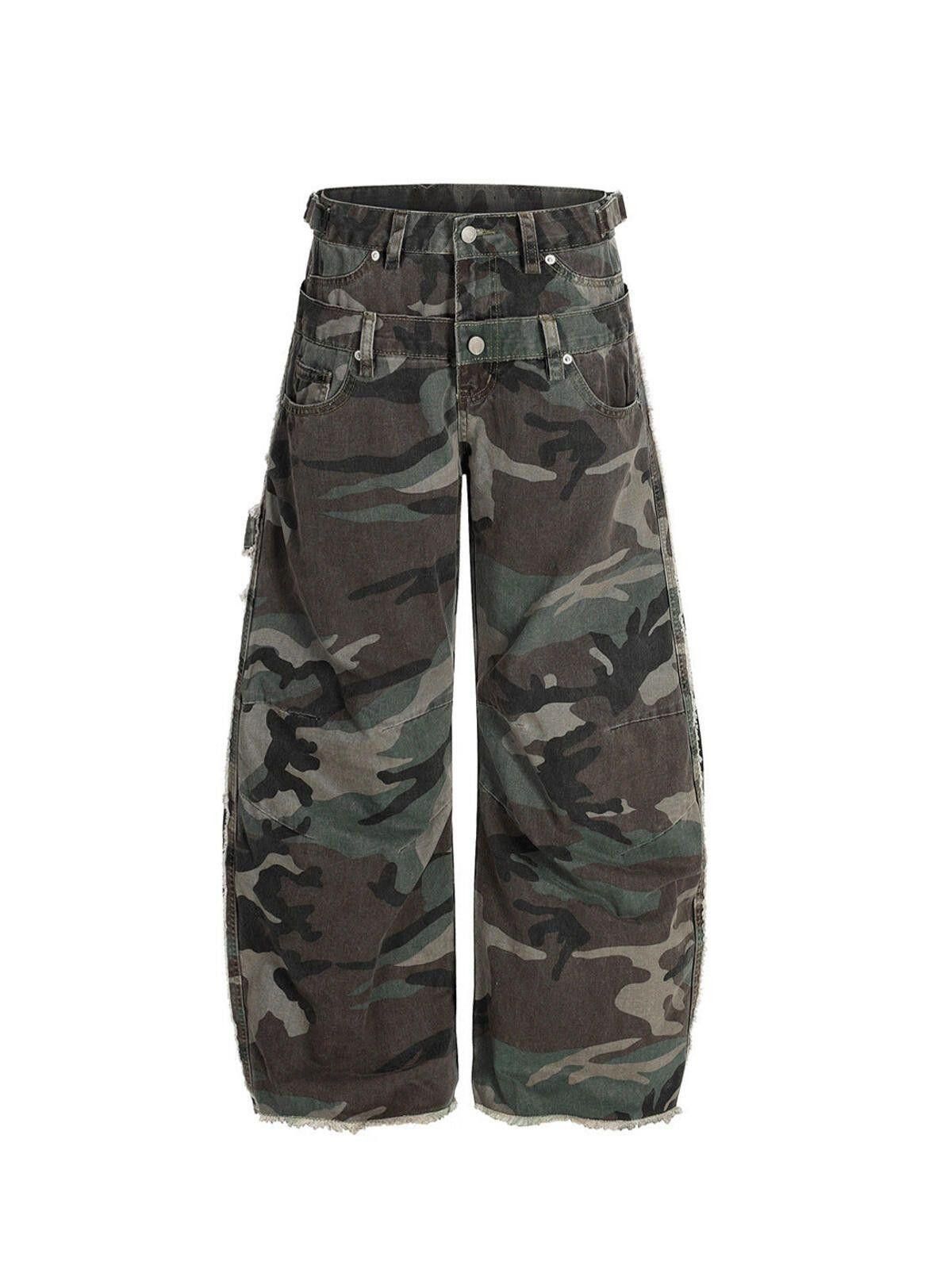 Other Camouflage Wide Leg Cargo Pants, Loose Fit Utility Pants Size US 32 / EU 48 - 6 Thumbnail