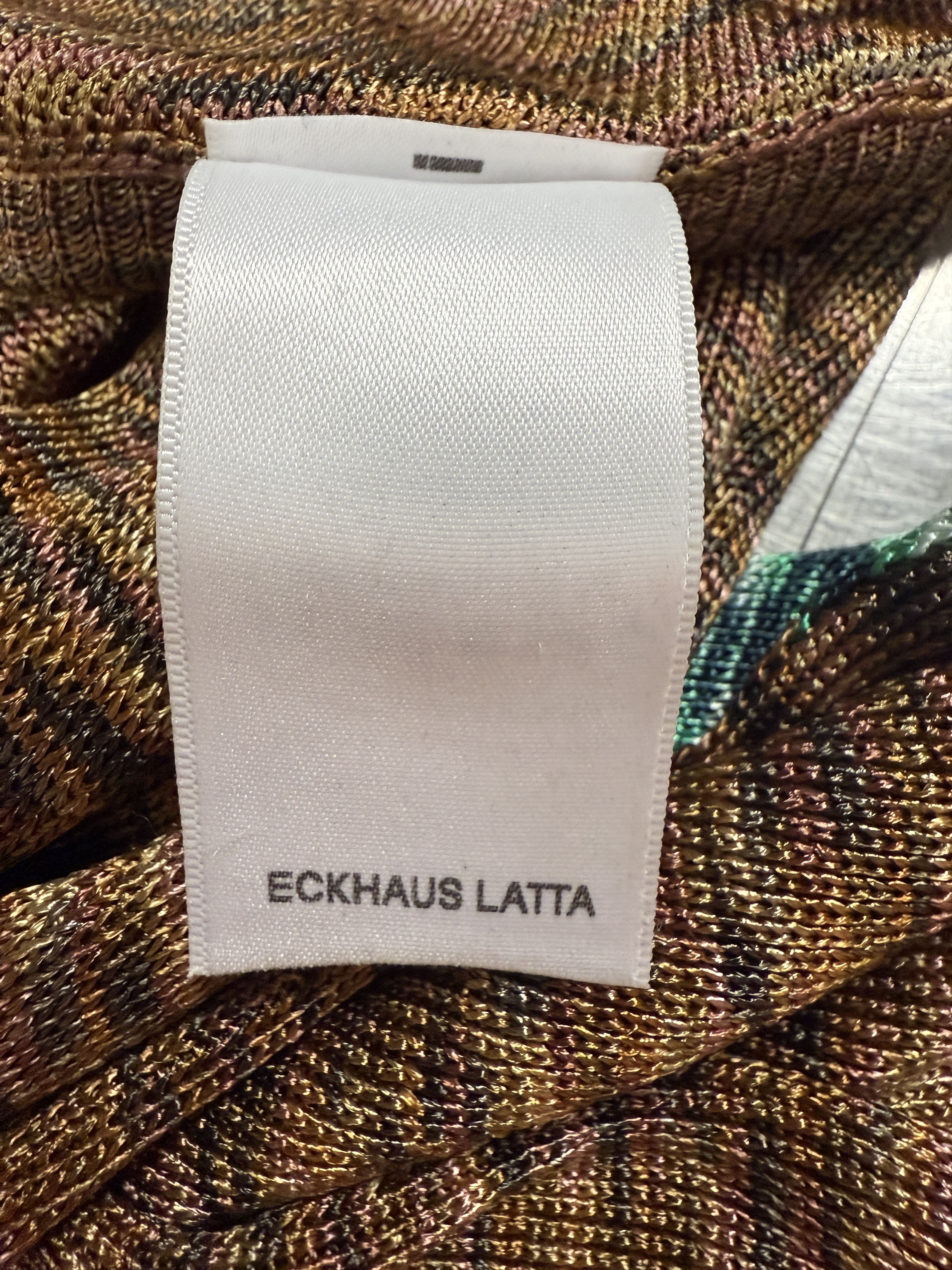 Eckhaus Latta Eckhaus Latta Glitch Knit Brown & Green Pattern Flare Pants Size 28" / US 6 / IT 42 - 13 Thumbnail