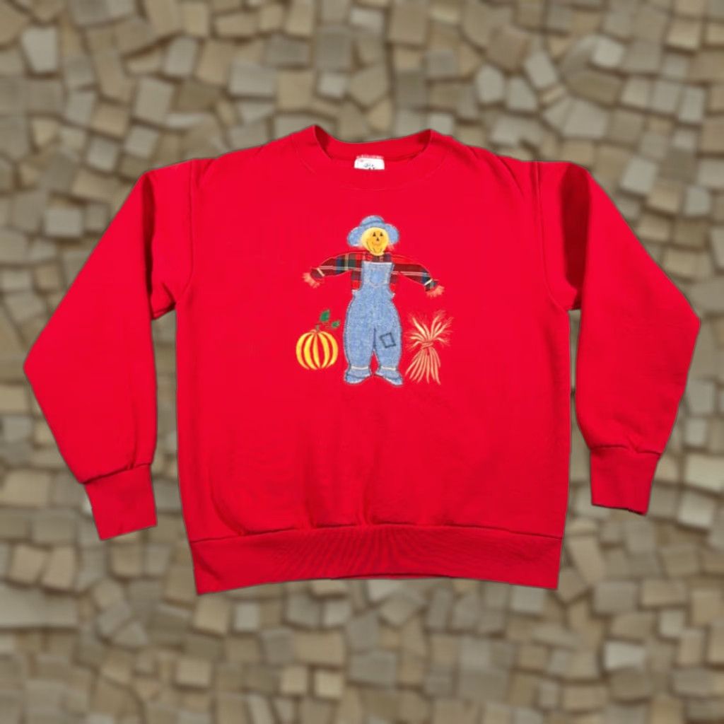Delta VINTAGE Delta Scarecrow Sweater Shirt Adult SMALL Red 90s Halloween USA Made Crew Neck Men Mens - Size US S / EU 44-46 / 1 - 1 Thumbnail