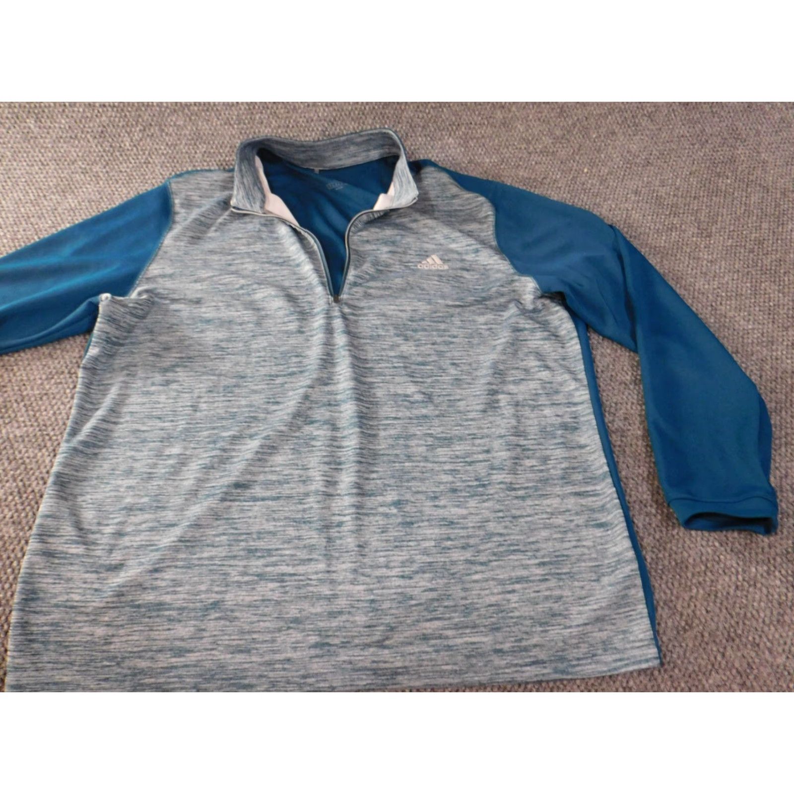 Adidas Adidas Mens Sweatshirt XL blue logo 1/4 zip pullover sweater knit polyester Regular 1/4 Zip Long Sleeve Size US XL / EU 56 / 4 - 2 Thumbnail