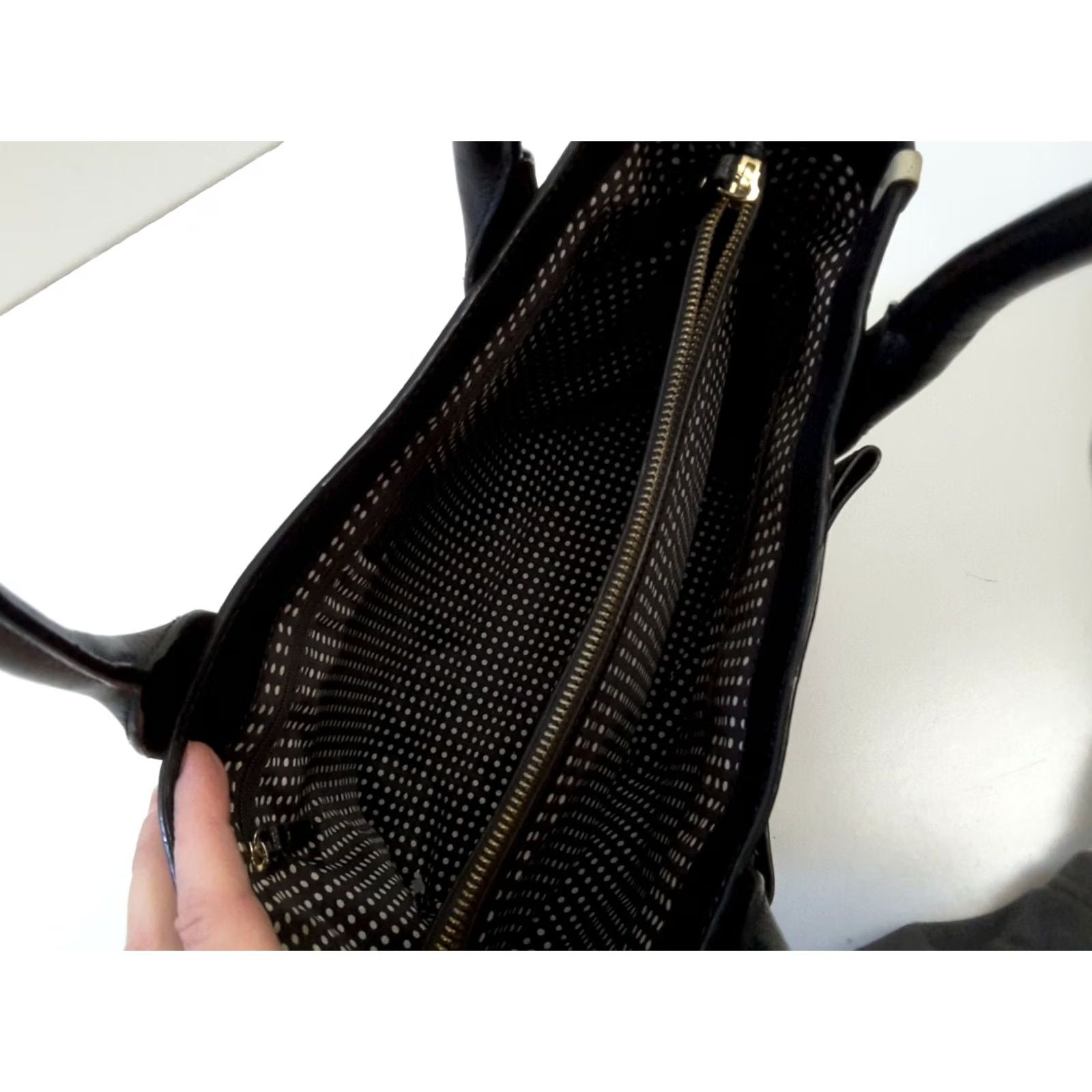 Vintage kate spade new york Elena Villabella Avenue Beige Black Structured Handbag Purse Medium Women Leather Solid Size ONE SIZE - 6 Thumbnail