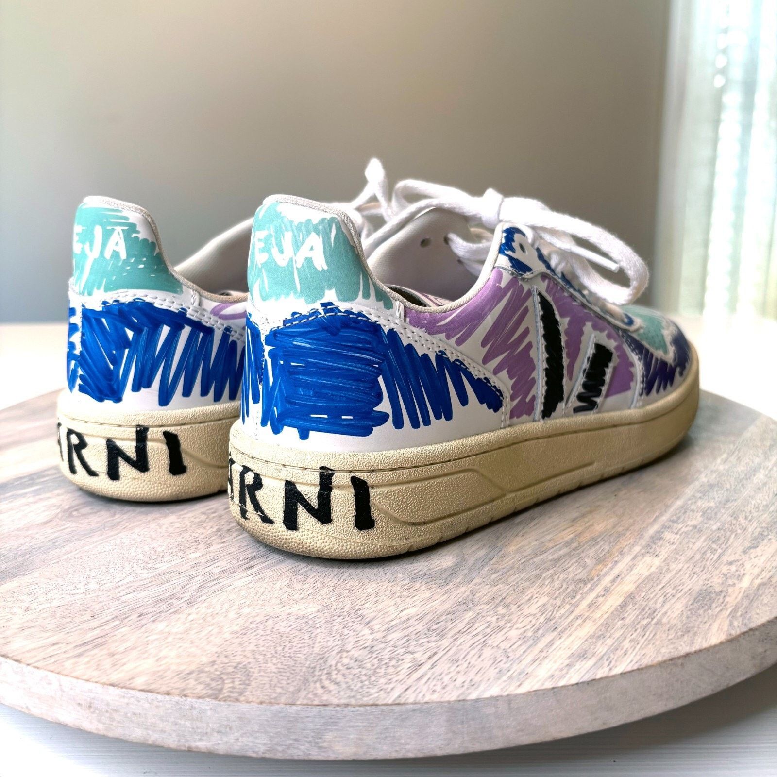 Veja Veja V-10 Leather X Marni Orchid Black Sneakers US Size 8 Size US 8 / IT 38 - 9 Thumbnail