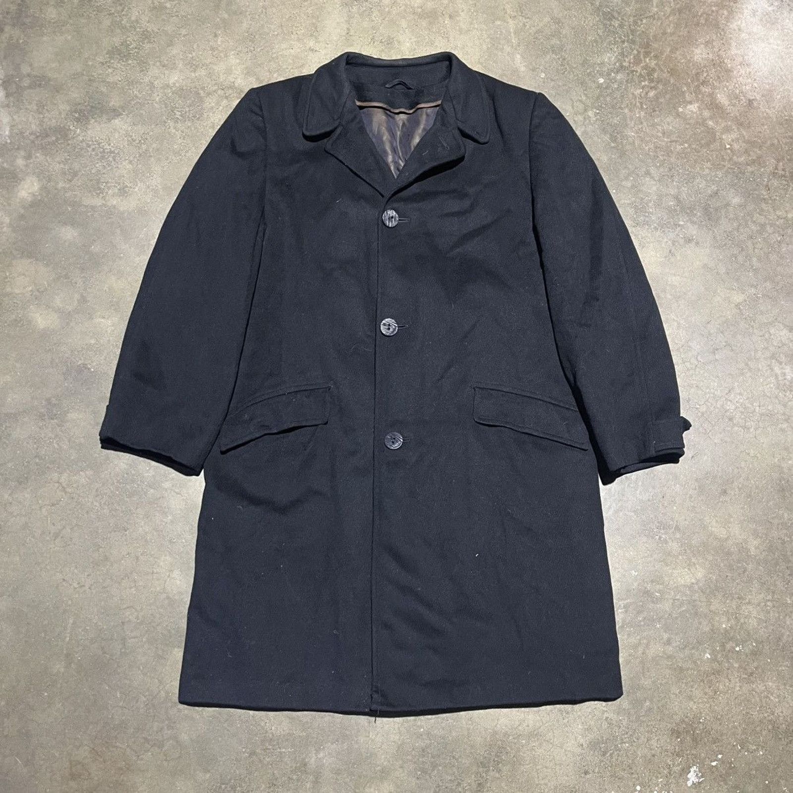 Vintage Vintage 60s Black Wool Long Overcoat Size US L / EU 52-54 / 3 - 1 Thumbnail