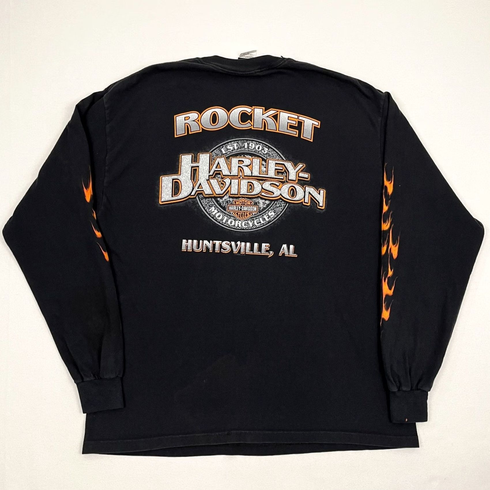 Harley Davidson VINTAGE Harley-Davidson Shirt Mens XL Black Fire Flames Biker Long Sleeve 2006 VTG Size US XL / EU 56 / 4 - 3 Thumbnail