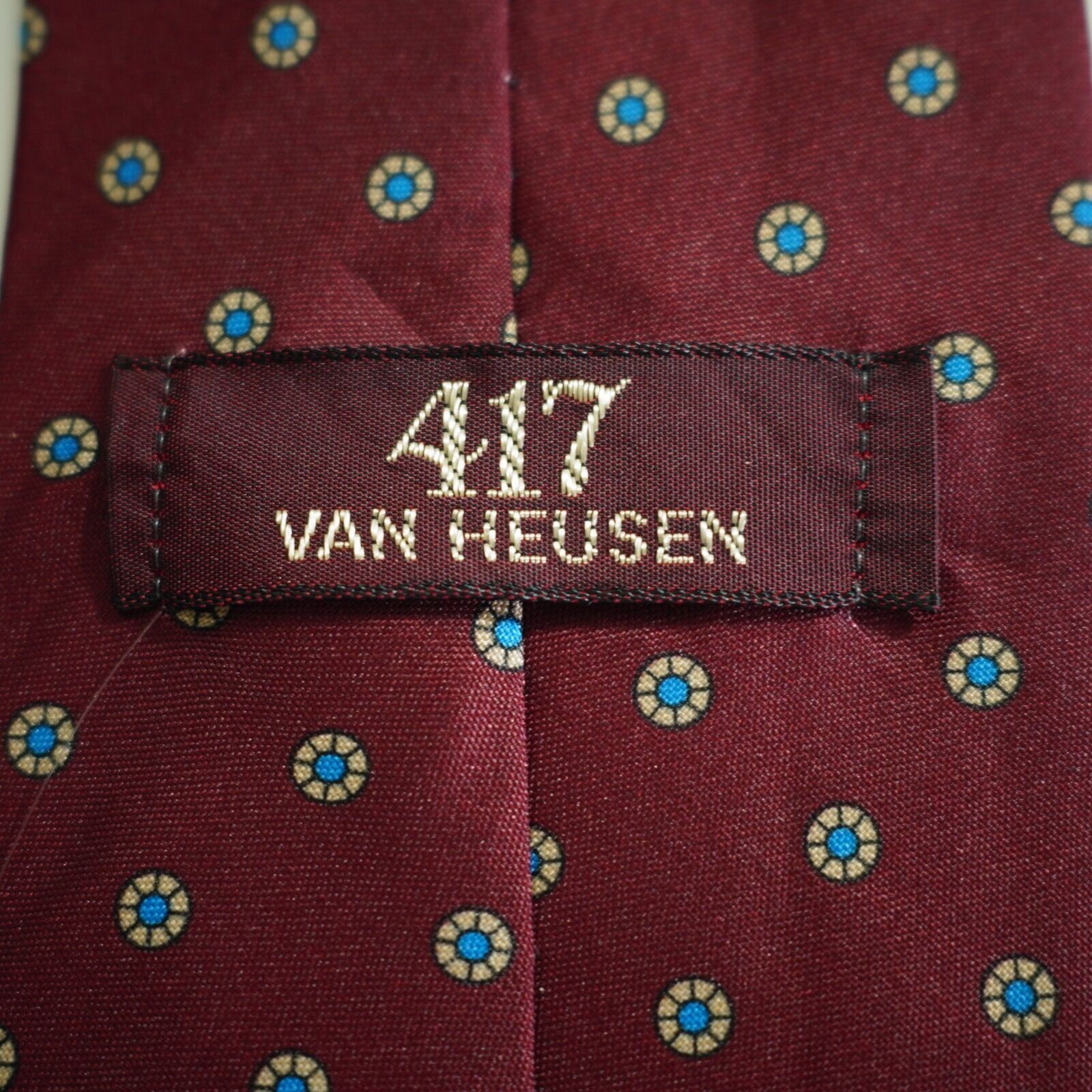 Van Heusen Van Heusen 417 Red Blue Floral Geometric Print Short Silk Ti Size ONE SIZE - 3 Thumbnail