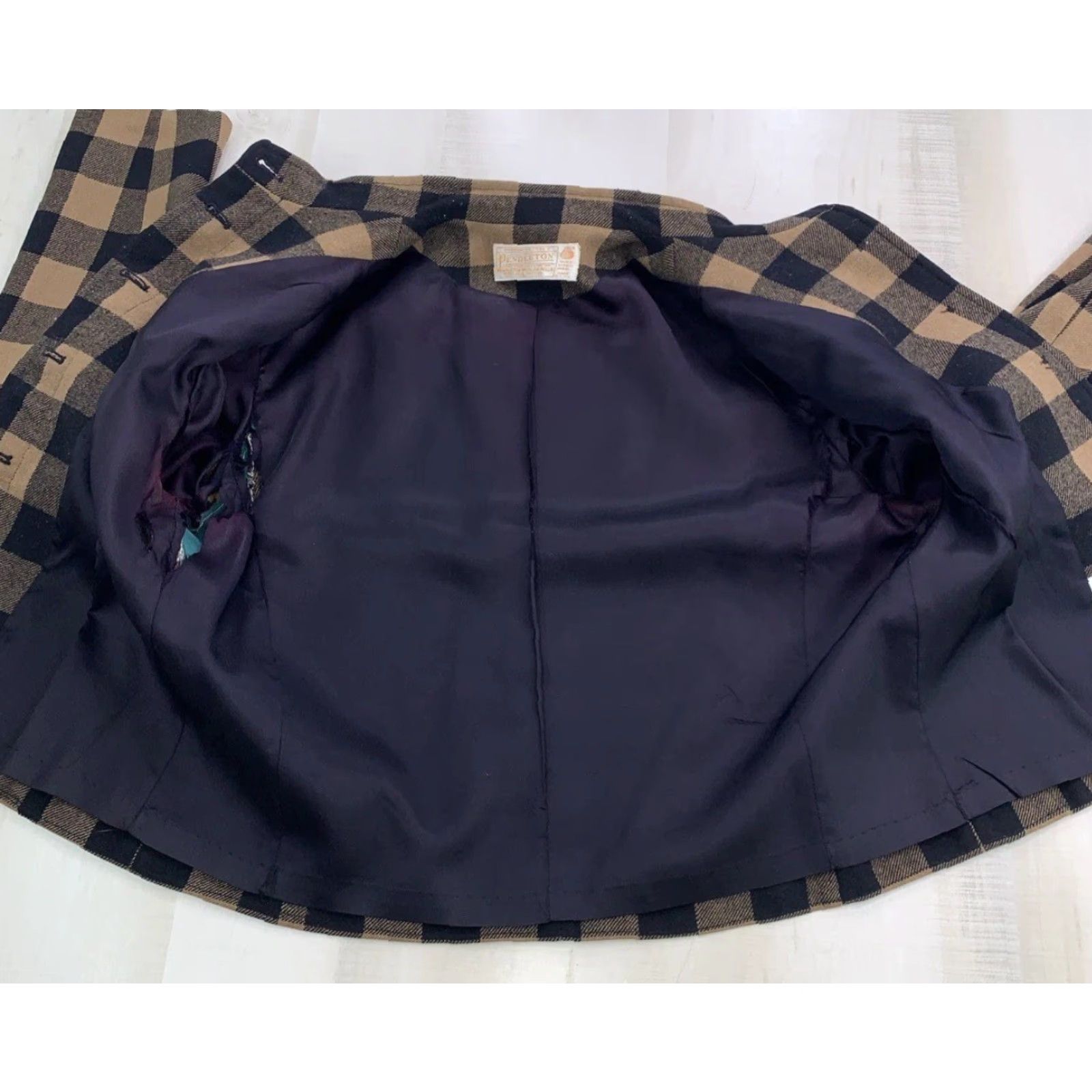 Pendleton VINTAGE Pendleton Blazer Jacket Women Small Brown Black Wool Buffalo Plaid USA Made 50s 60s Preppy Casual Button Pocket Lining Polyester Size S / US 4 / IT 40 - 5 Thumbnail