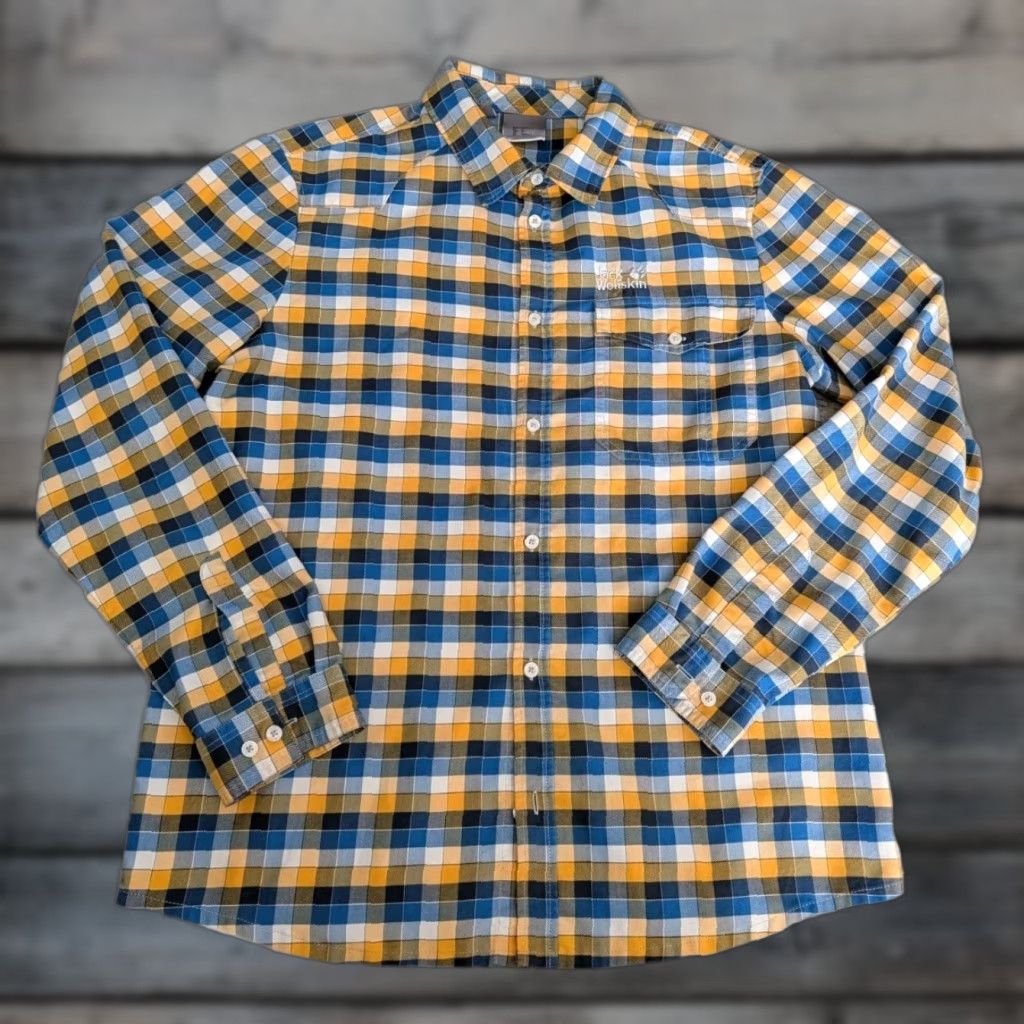Jack Wolfskin Mens Jack Wolfskin Button-Up Shirt Slim Fit Long Sleeve Blue Check L Size US L / EU 52-54 / 3 - 1 Thumbnail