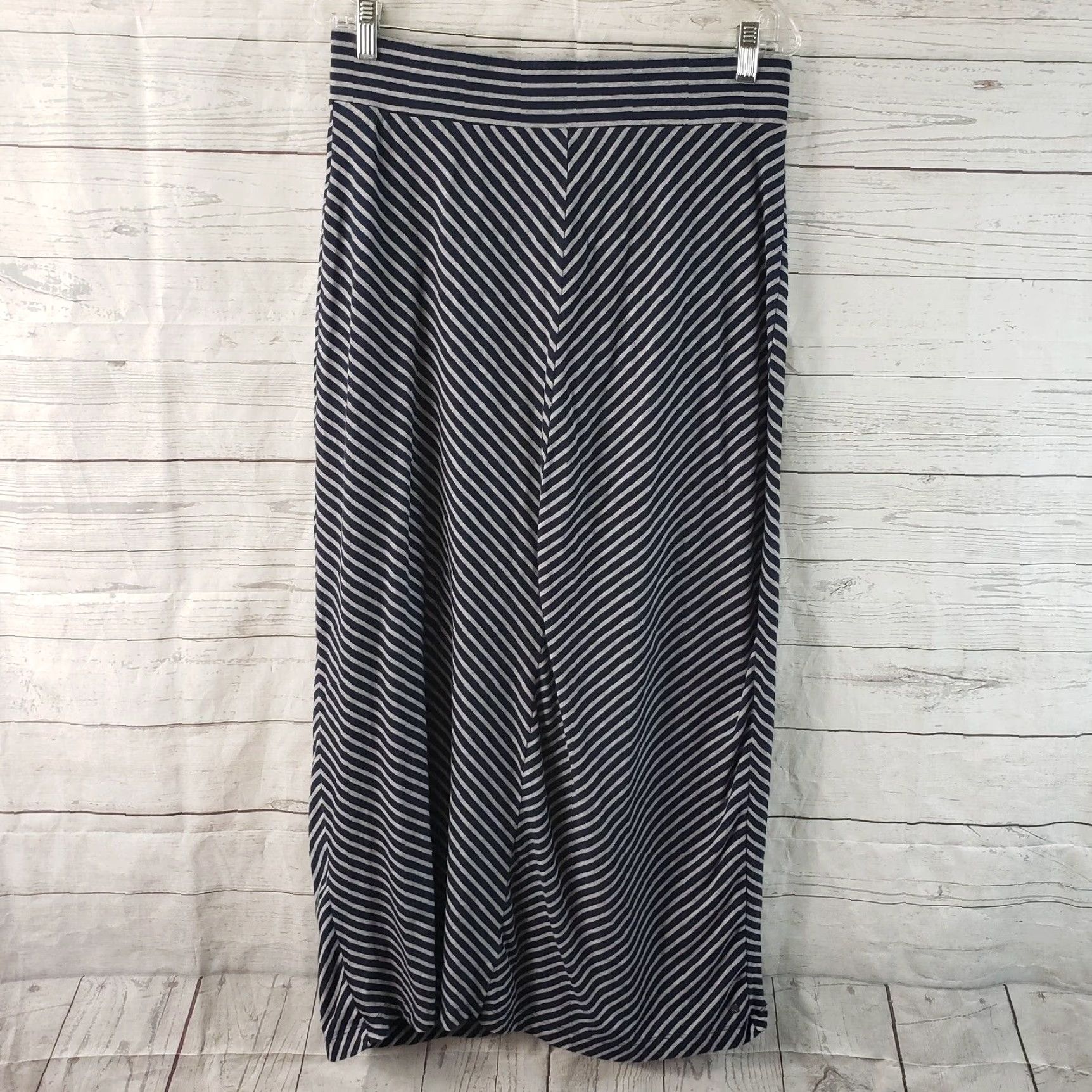 Eddie Bauer Eddie Bauer Womens Maxi Skirt M Gray Stripe Cotton Blend Skirt Long Casual Womens Size 32" / US 10 / IT 46 - 2 Thumbnail