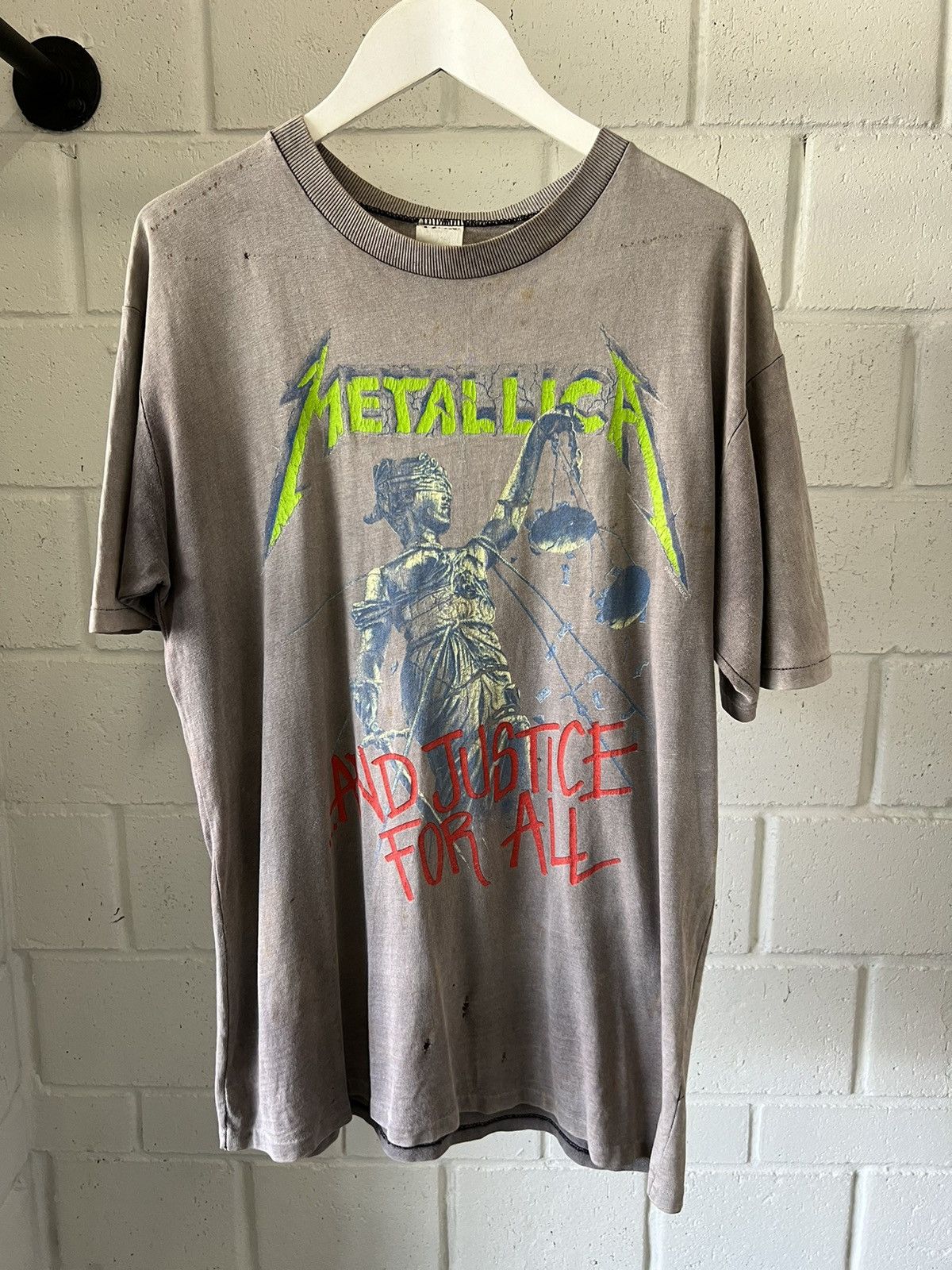 image of Band Tees x Vintage 1988/89 Metallica And Justice For All Japan Tour Shirt in Grey (Size Large)