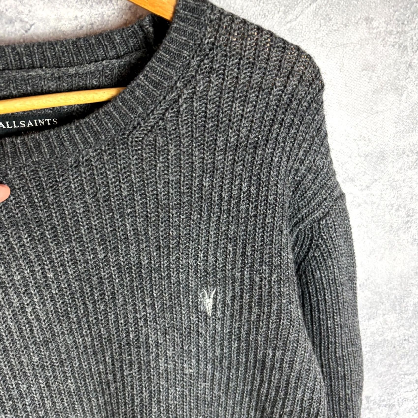 Allsaints AllSaints Men’s Knit Sweater Pullover Grey Wool L Regular Size Mens Shirt Category Pullover, Gray, 40$ Size US L / EU 52-54 / 3 - 3 Thumbnail