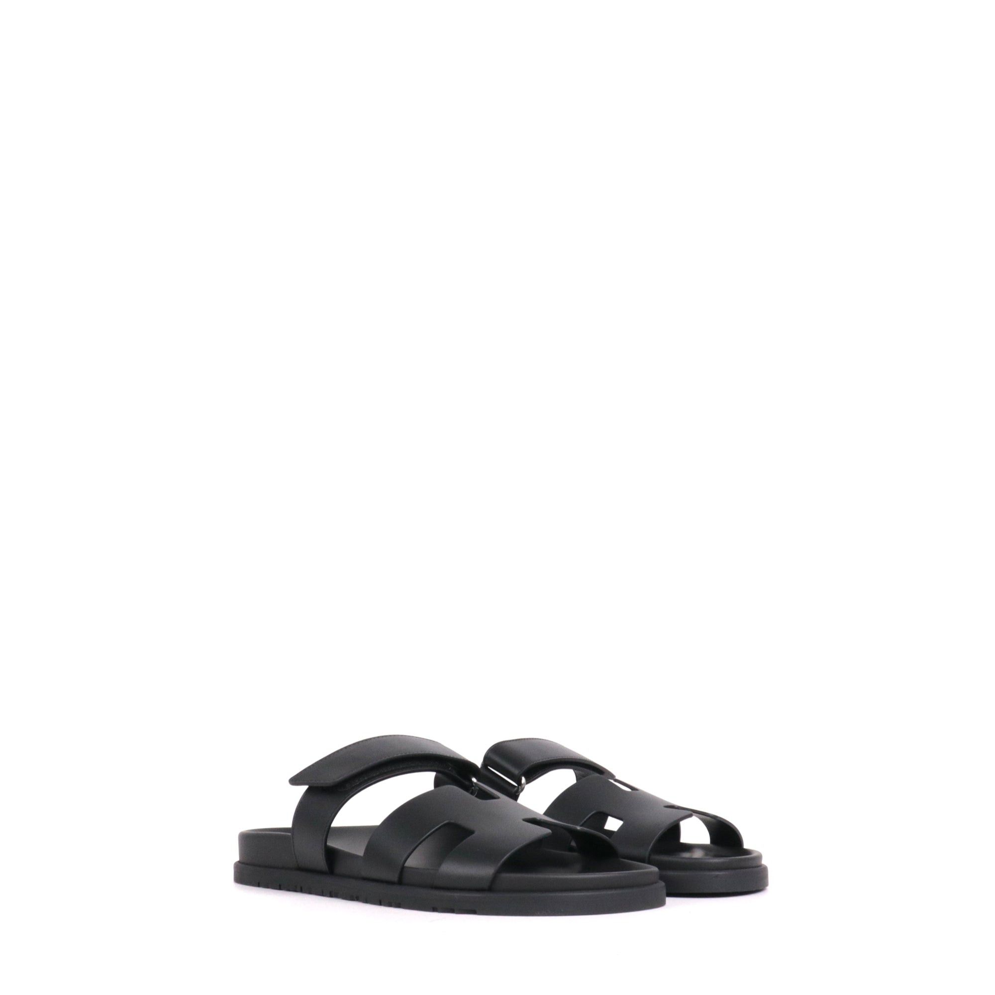 Hermes HERMÈS - Hermès Chypre sandals in smooth black leather (T41.5) Size US 10.5 / IT 40.5 - 1 Thumbnail