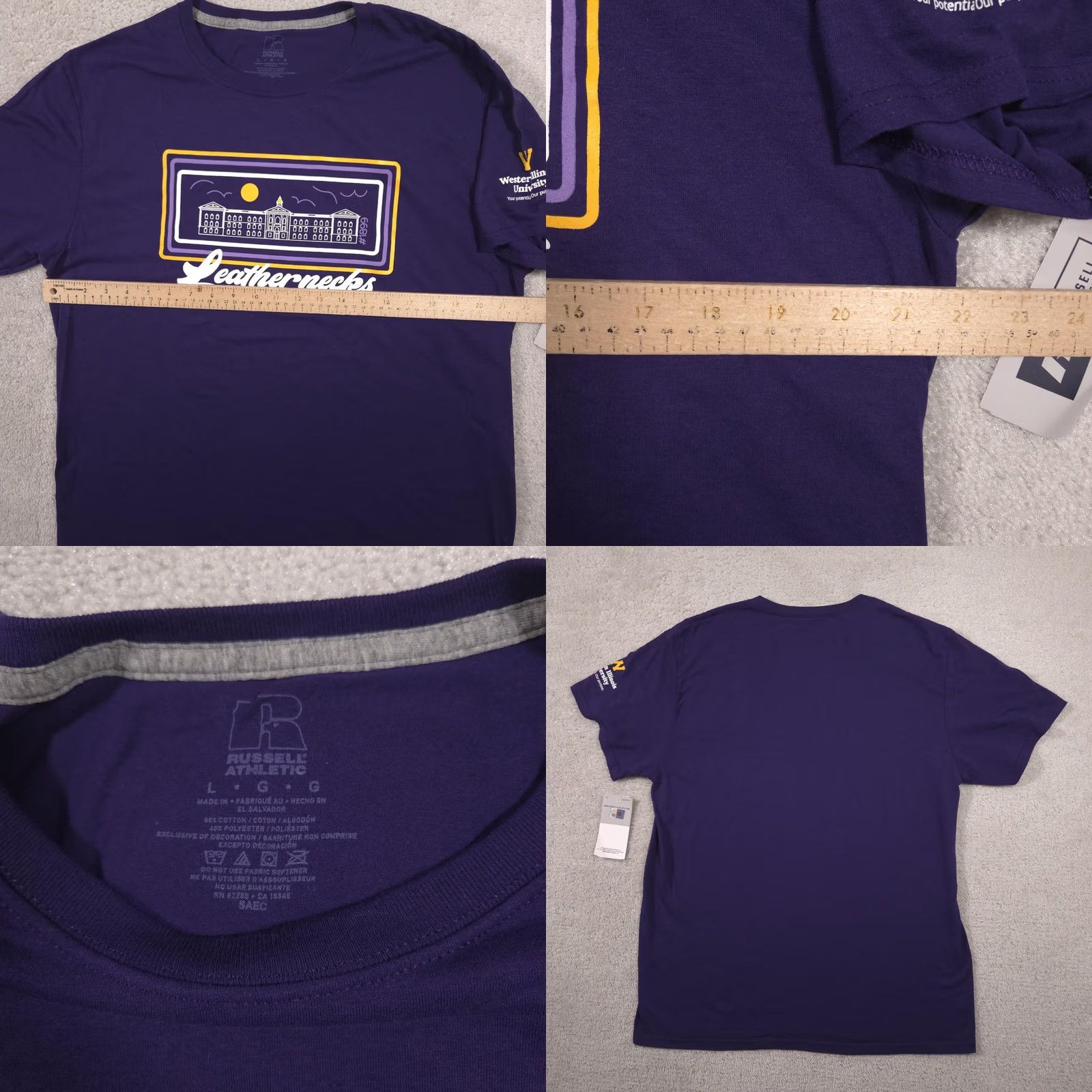 Russell Athletic VINTAGE Russell Athletic Shirt Mens Large Western Illinois Leathernecks Graphic Tee Size US L / EU 52-54 / 3 - 8 Thumbnail