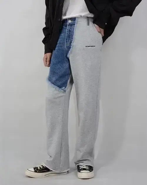 Japanese Brand × Vintage Grey denim patchwork pants Size US 27 - 2 Thumbnail