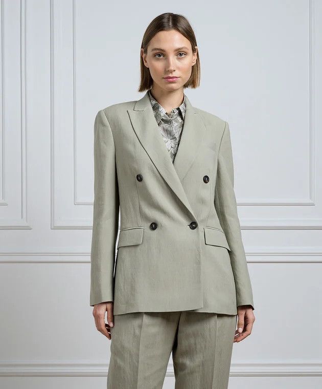 Brunello Cucinelli o1w1db10825 Woven Jacket Wool in Open Green Size XL / US 12-14 / IT 48-50 - 3 Thumbnail