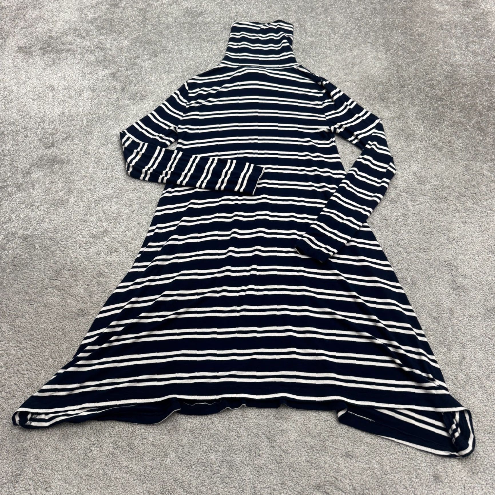 Vintage Maeve Dress Shirt? No, it's a Turtleneck Asymmetric Knit Dress Women S Navy Striped Long Sleeve Maeve Size S / US 4 / IT 40 - 2 Thumbnail