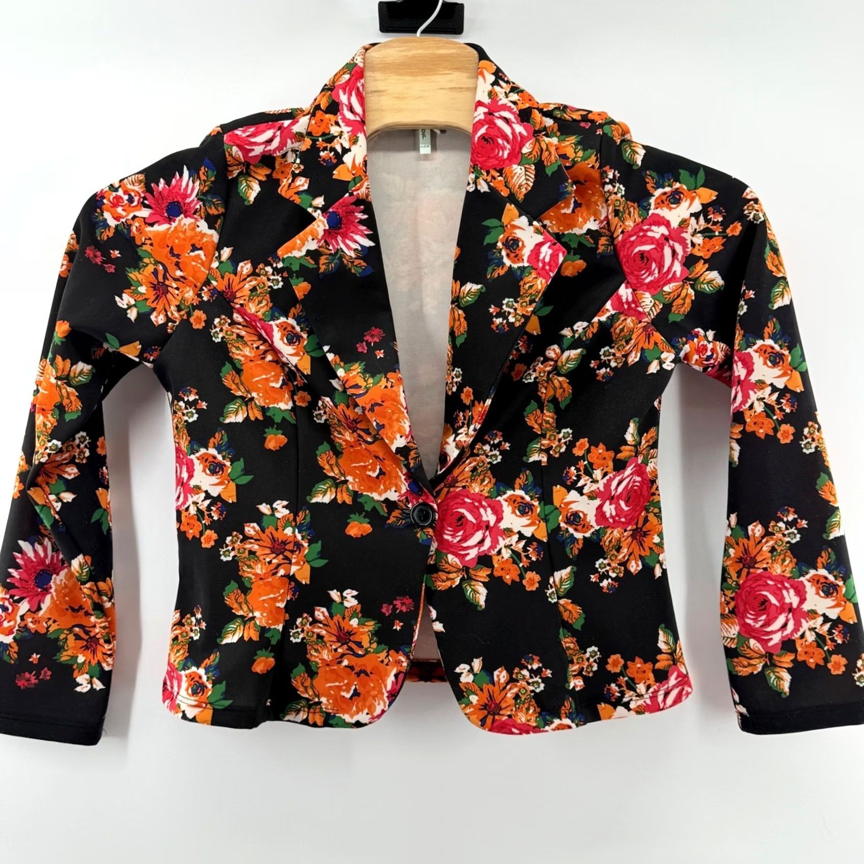 Vintage VINTAGE Moa Blazer Floral Black XL Womens Short Sleeve Button Made In Usa Autumn Garden Party 90s Size XL / US 12-14 / IT 48-50 - 2 Thumbnail